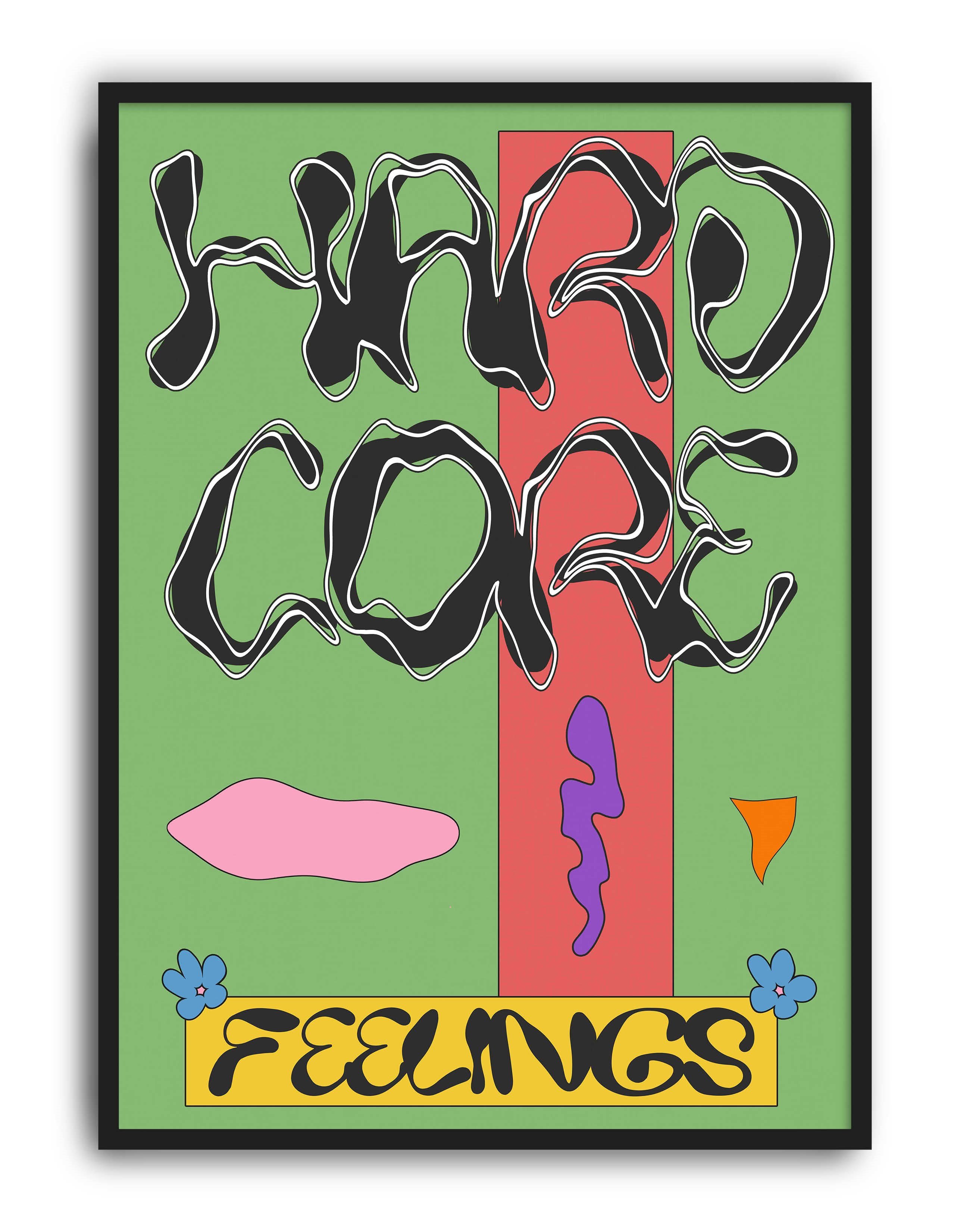 Hardcore Feelings Renkli Tipografik Duvar Tablosu