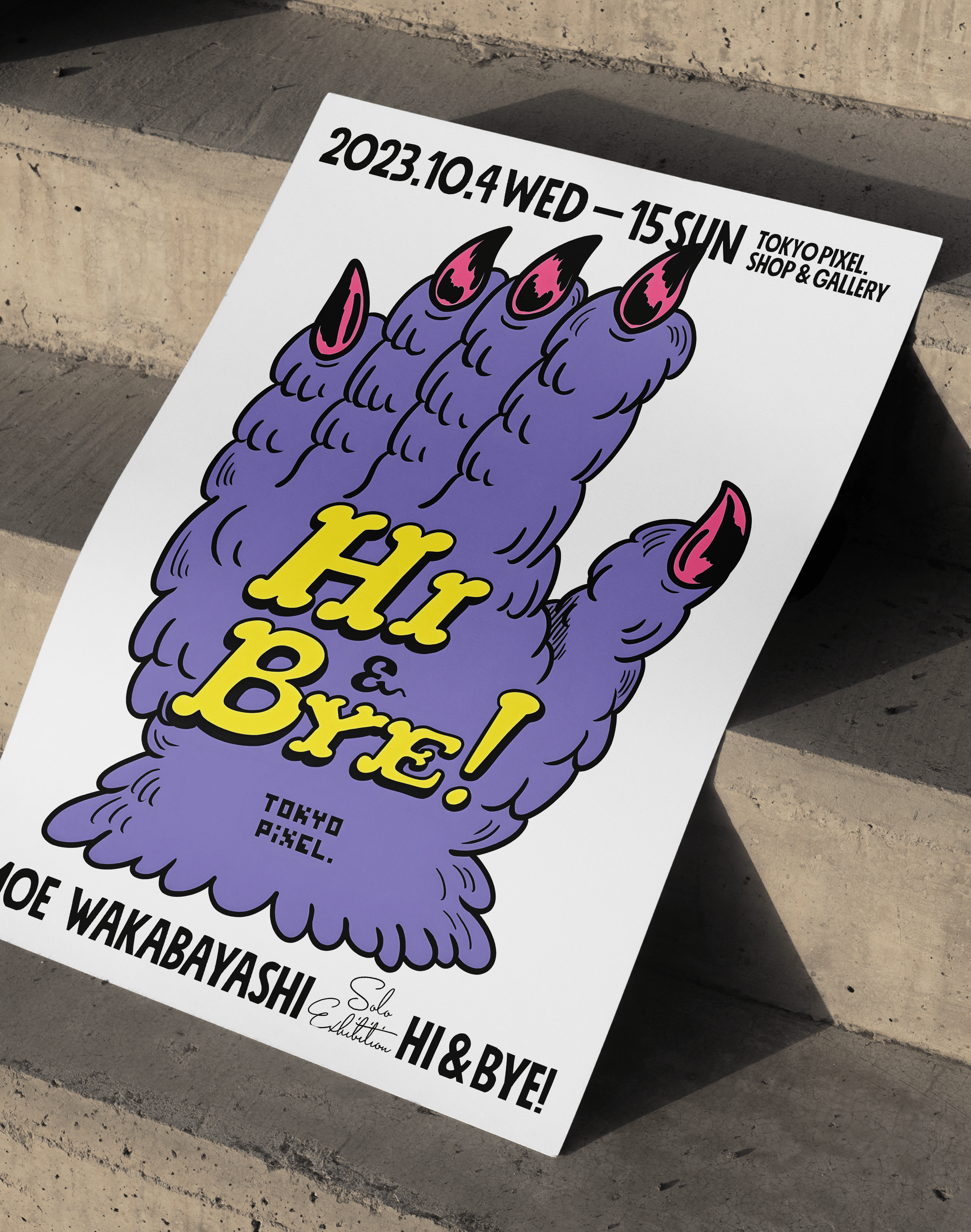 Hi & Bye Tokyo Modern Duvar Tablosu – Mor Sarı Japon Grafik Poster