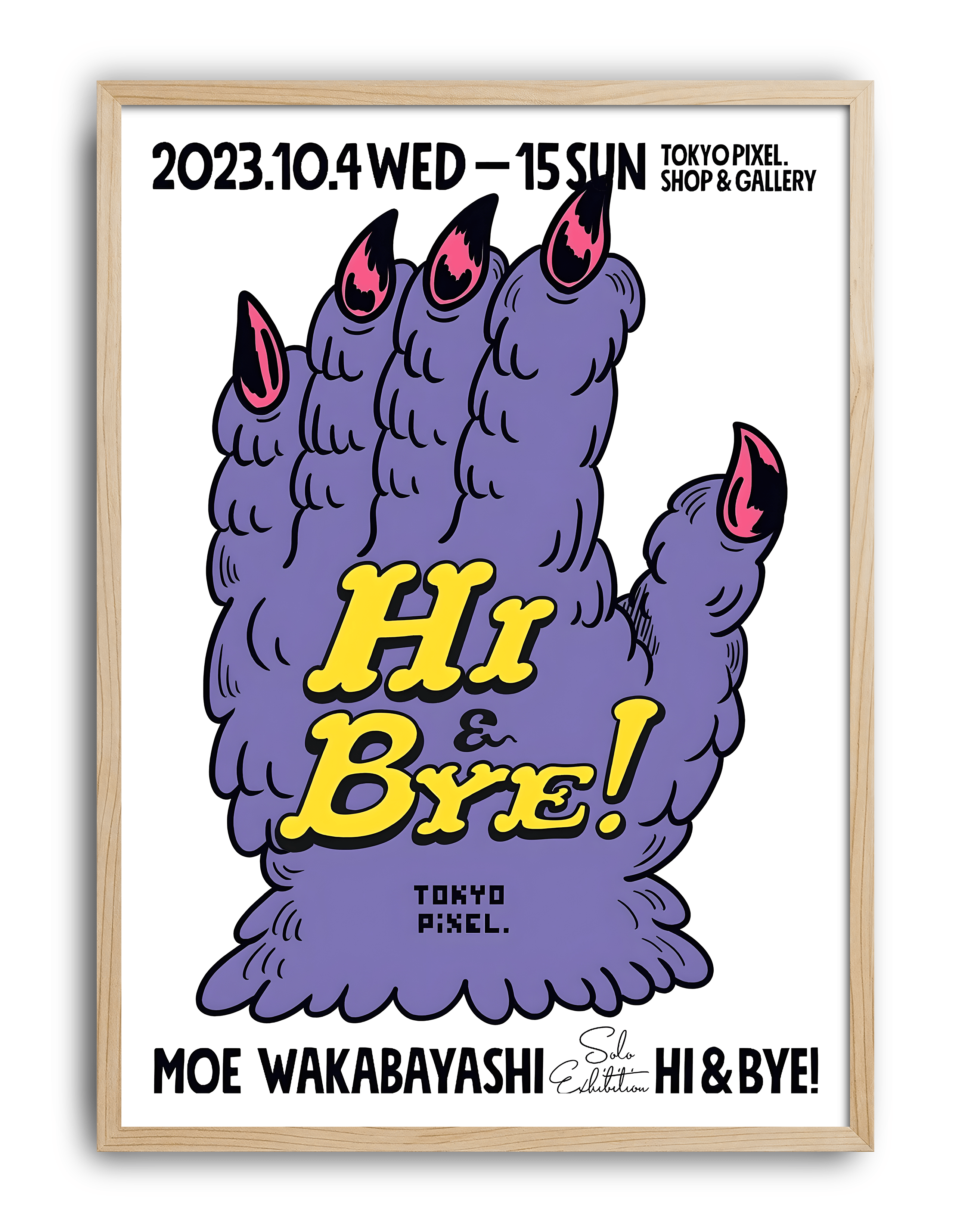 Hi & Bye Tokyo Modern Duvar Tablosu – Mor Sarı Japon Grafik Poster