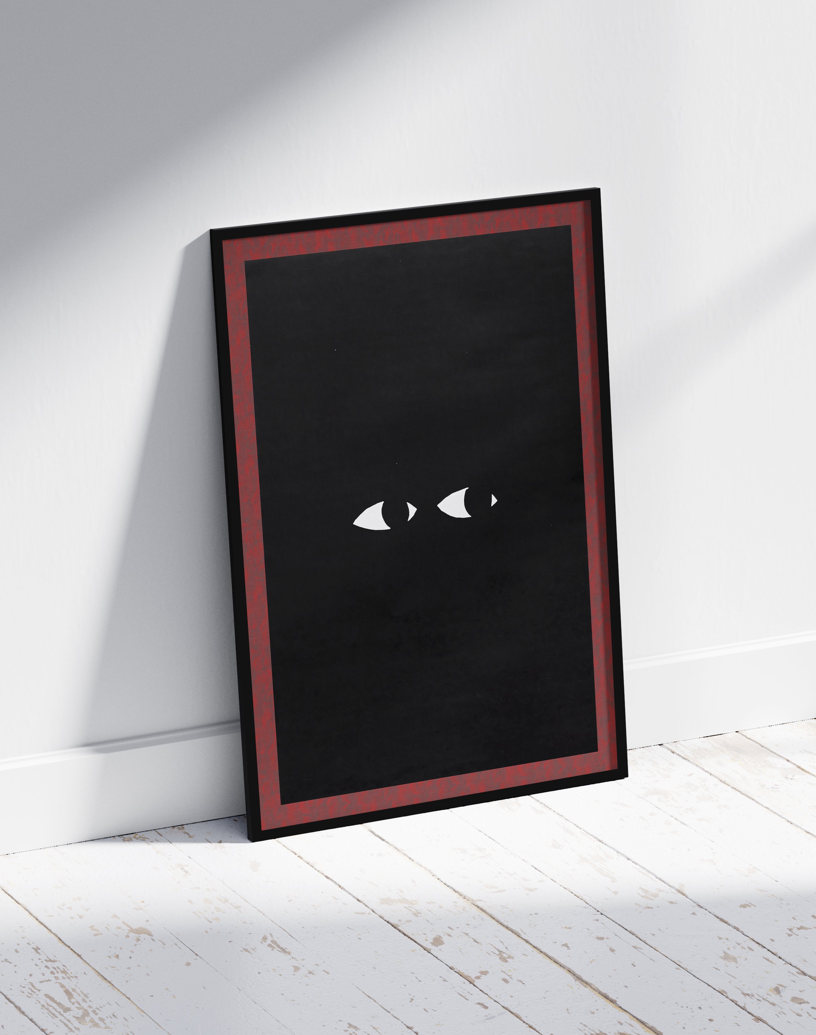 Hidden Eyes Modern Duvar Tablosu – Siyah Kırmızı Minimal Dark Poster