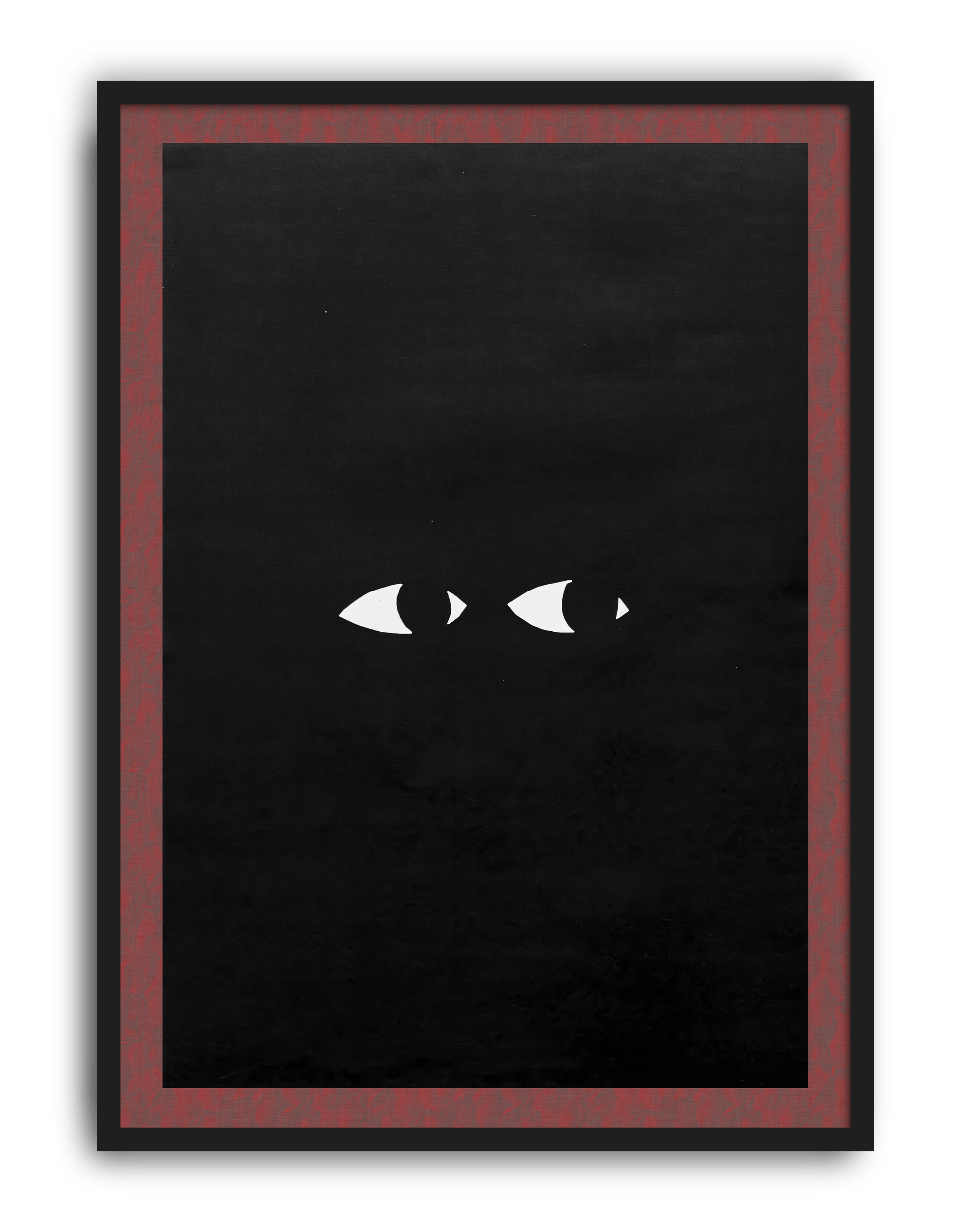 Hidden Eyes Modern Duvar Tablosu – Siyah Kırmızı Minimal Dark Poster