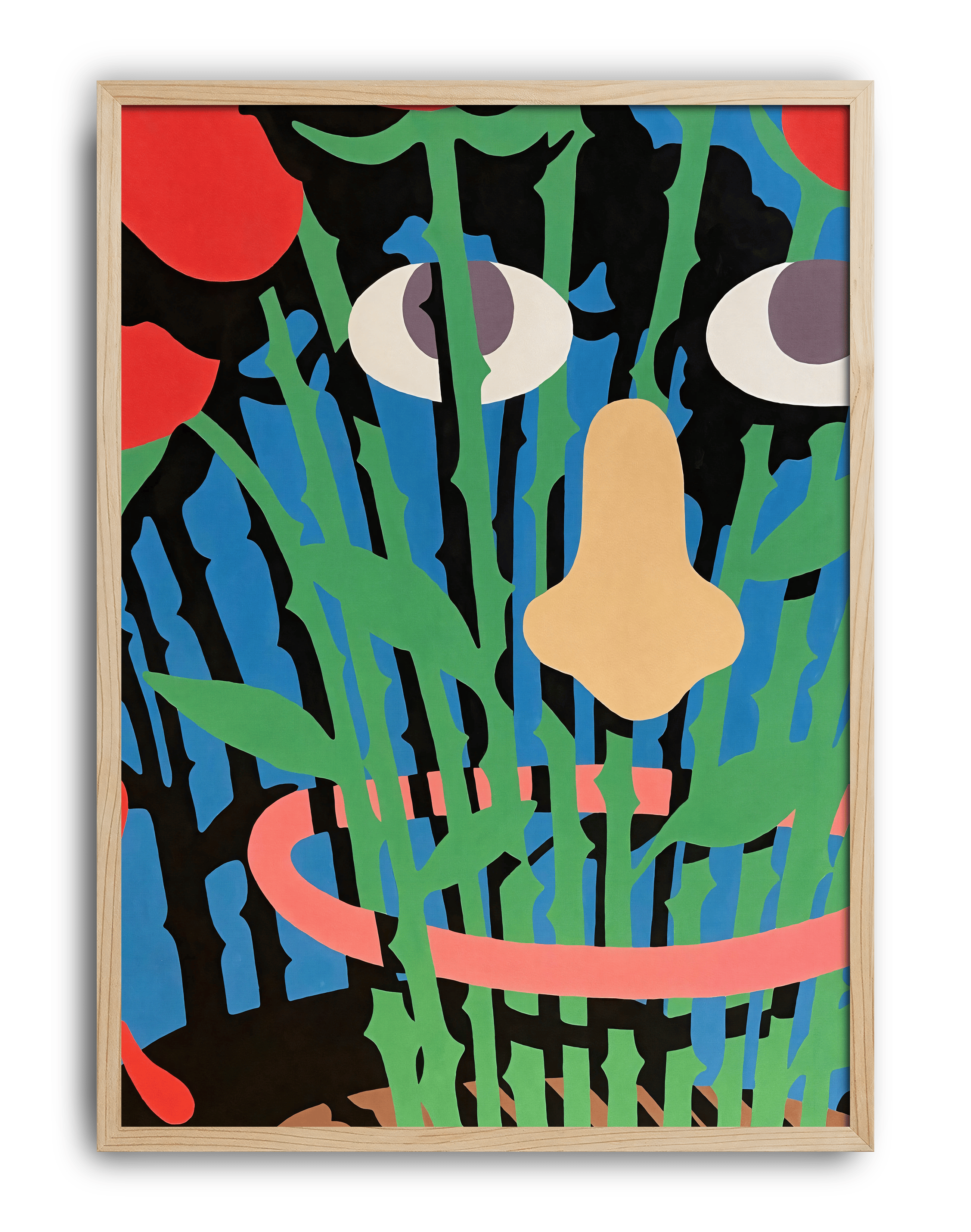 Hidden Garden Modern Duvar Tablosu – Renkli Abstract Yüz ve Botanik Poster