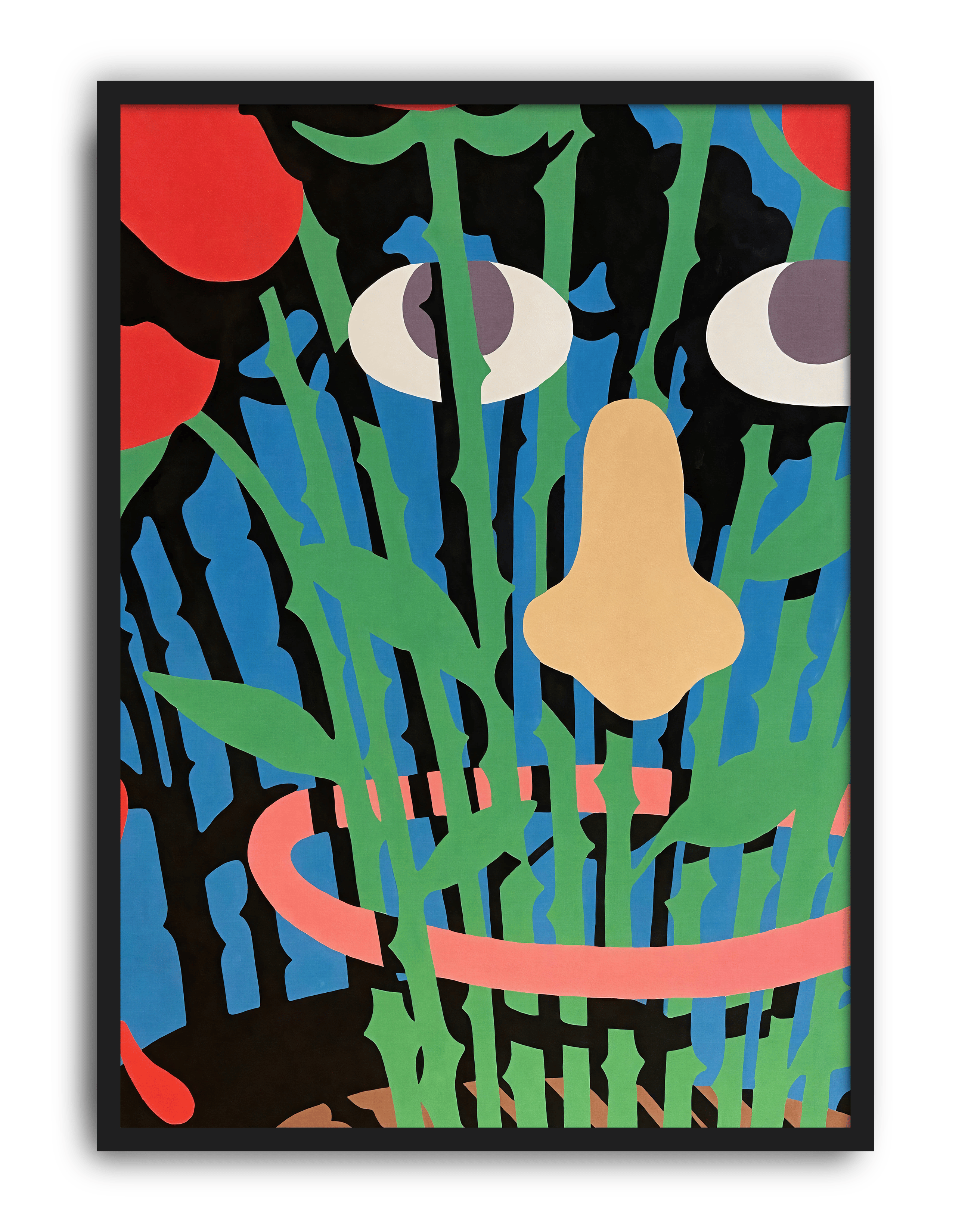 Hidden Garden Modern Duvar Tablosu – Renkli Abstract Yüz ve Botanik Poster