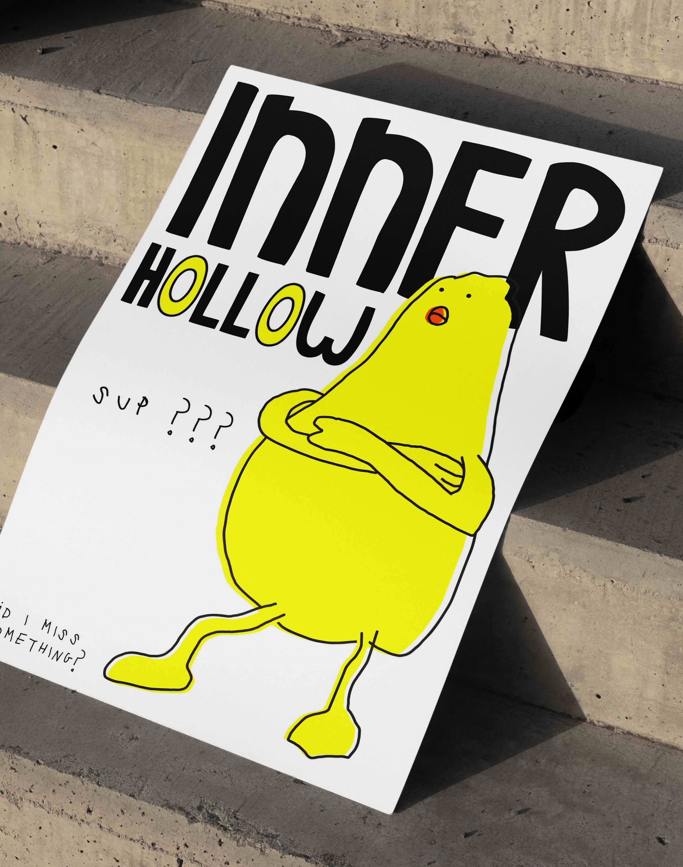 Inner Hollow Modern Duvar Tablosu - Sarı Karakter Minimal Figüratif Poster
