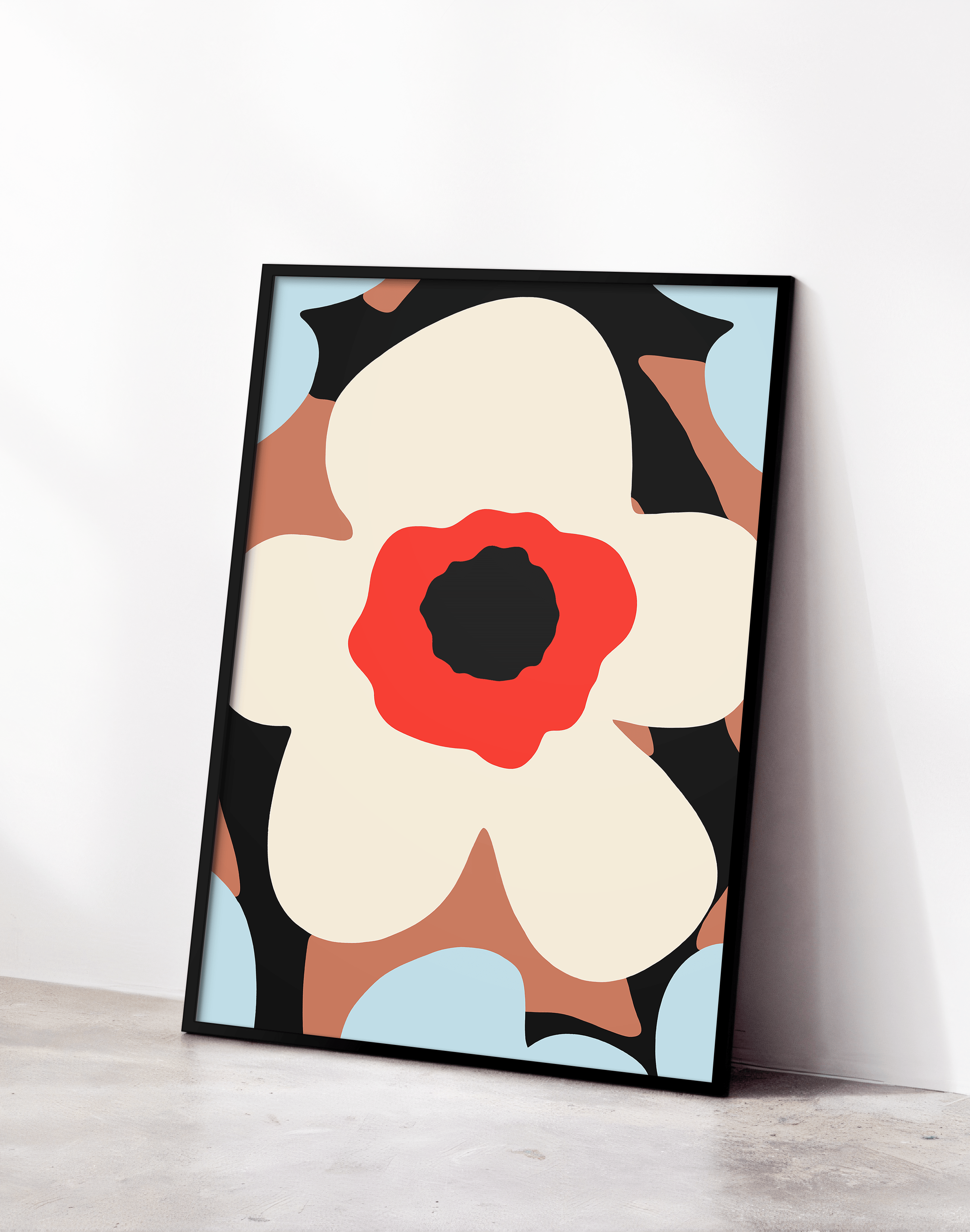 Ivory Bloom Krem Kırmızı Soyut Çiçek Duvar Tablosu