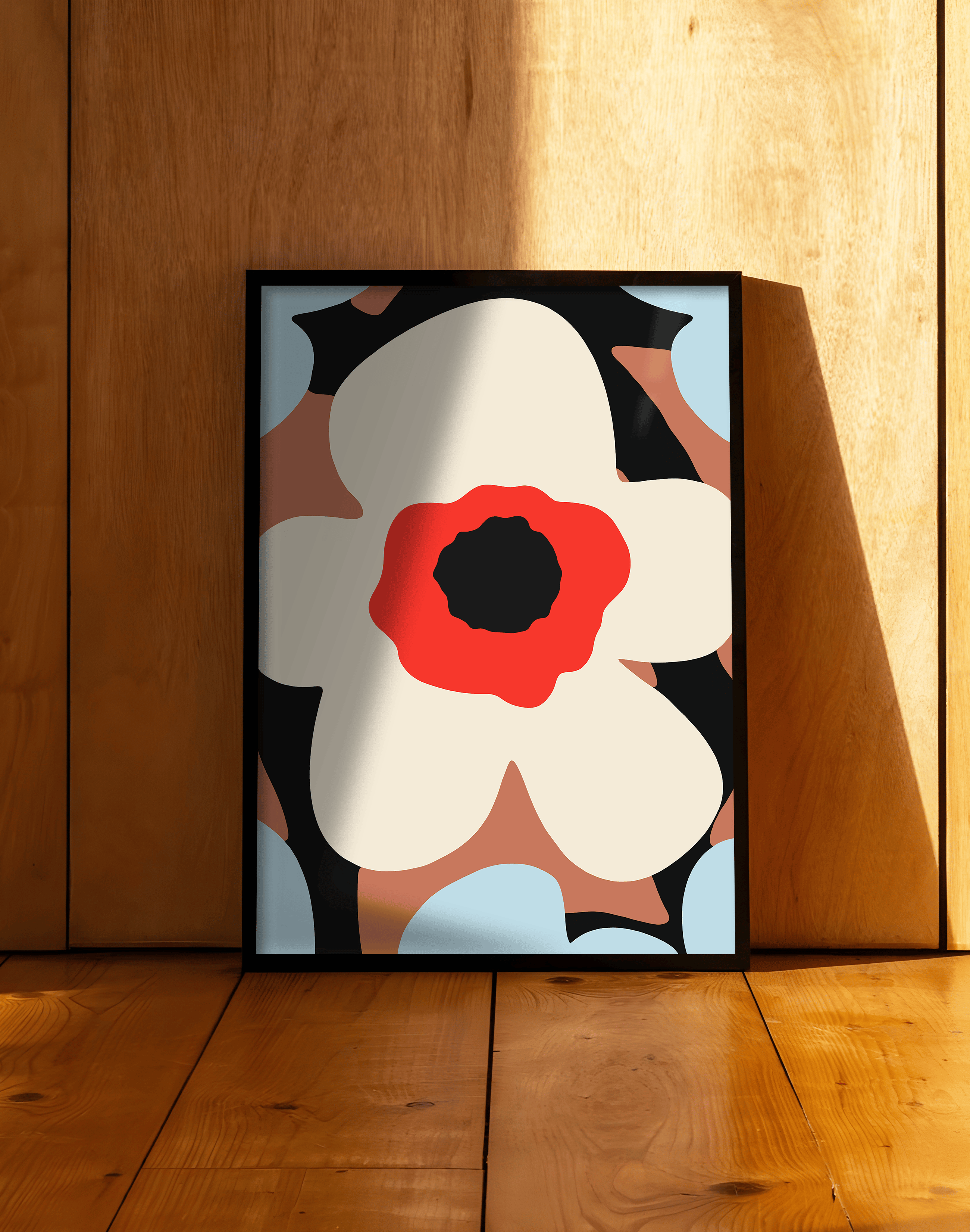 Ivory Bloom Krem Kırmızı Soyut Çiçek Duvar Tablosu