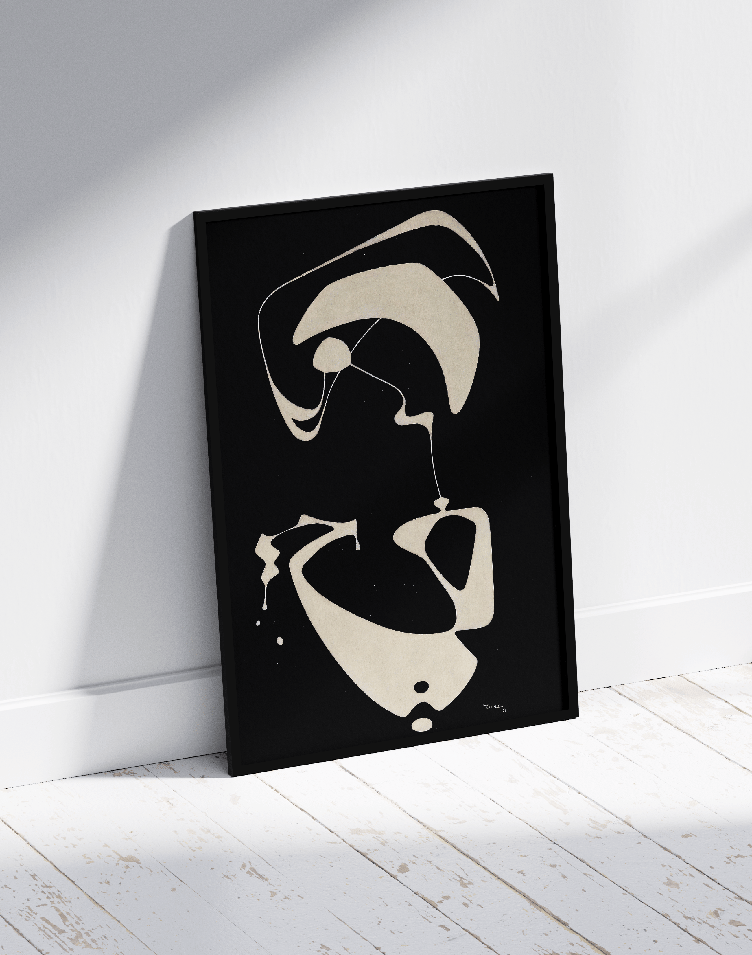 Ivory Void Modern Duvar Tablosu – Siyah Krem Soyut Minimal Poster