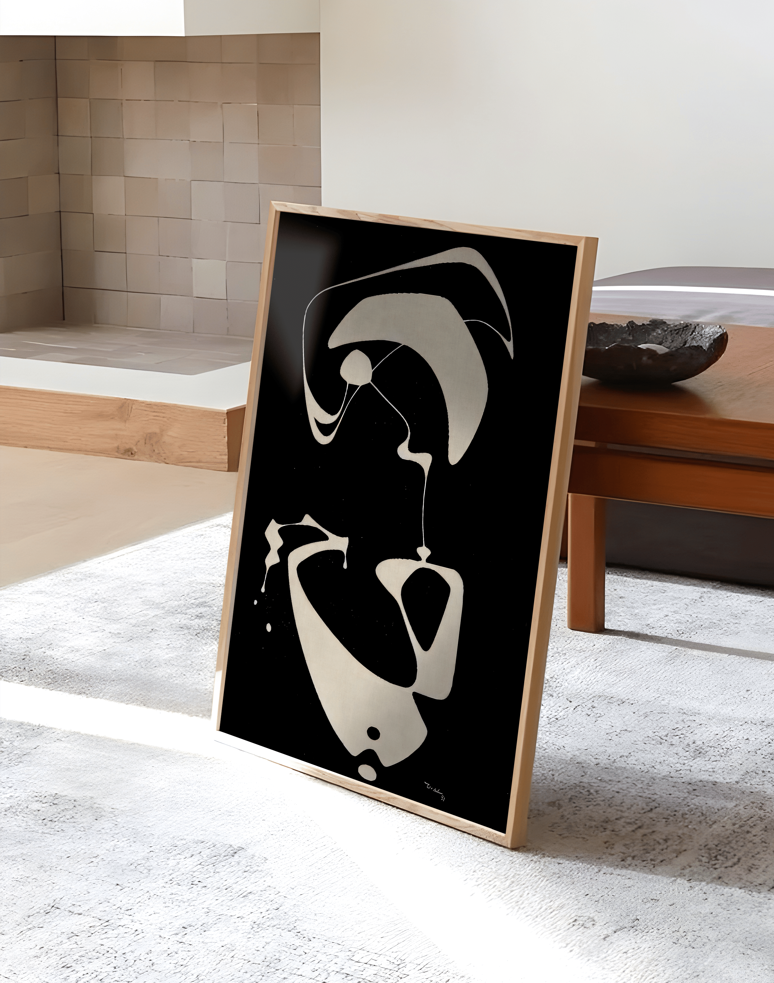 Ivory Void Modern Duvar Tablosu – Siyah Krem Soyut Minimal Poster
