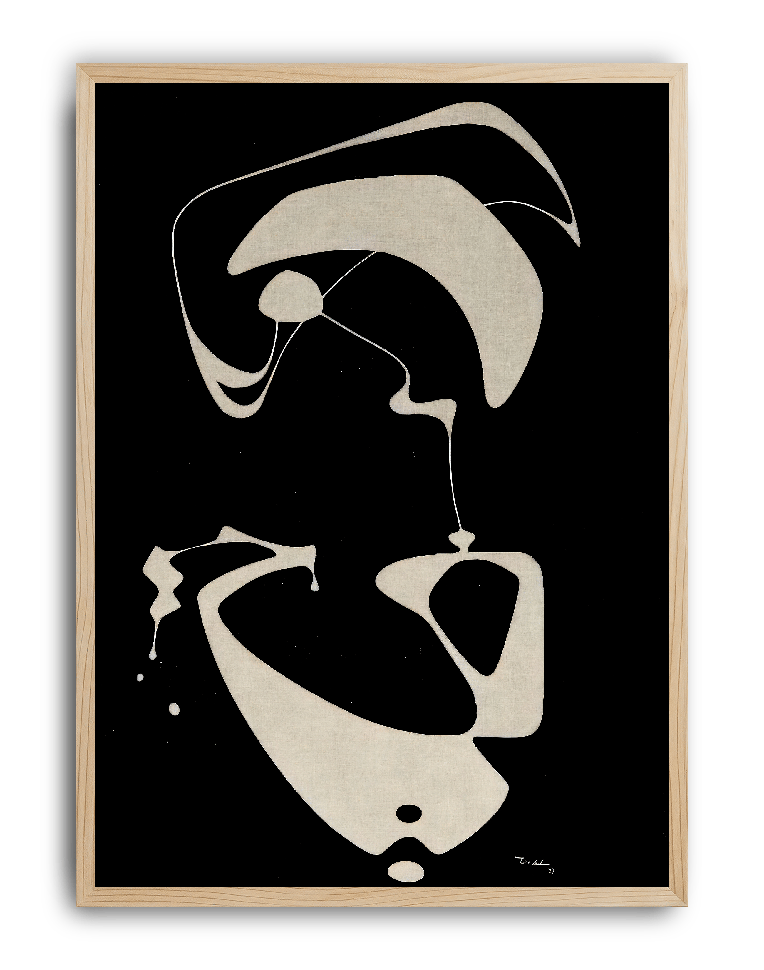 Ivory Void Modern Duvar Tablosu – Siyah Krem Soyut Minimal Poster