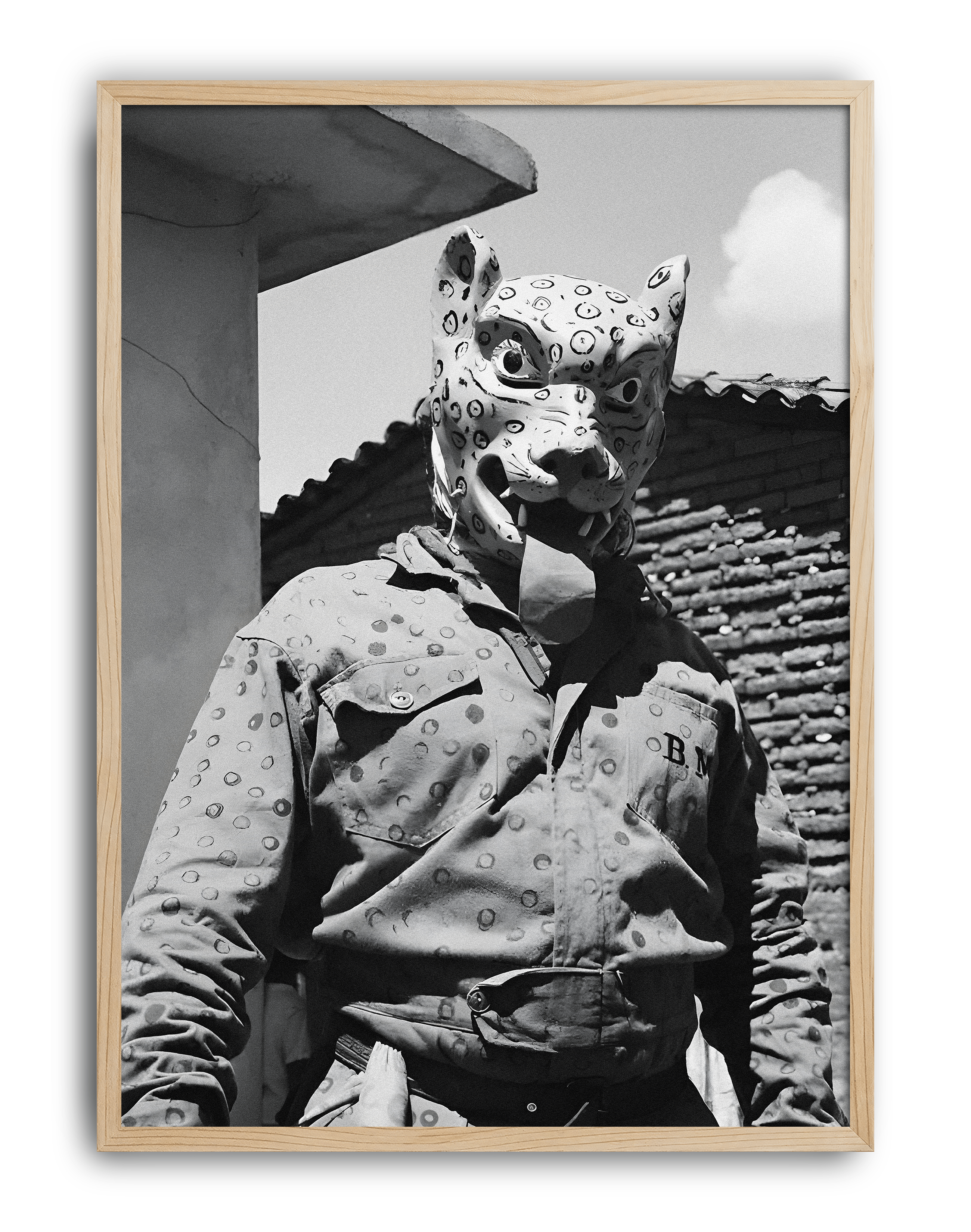 Jaguar Mask Modern Duvar Tablosu – Siyah Beyaz Fotoğraf Poster