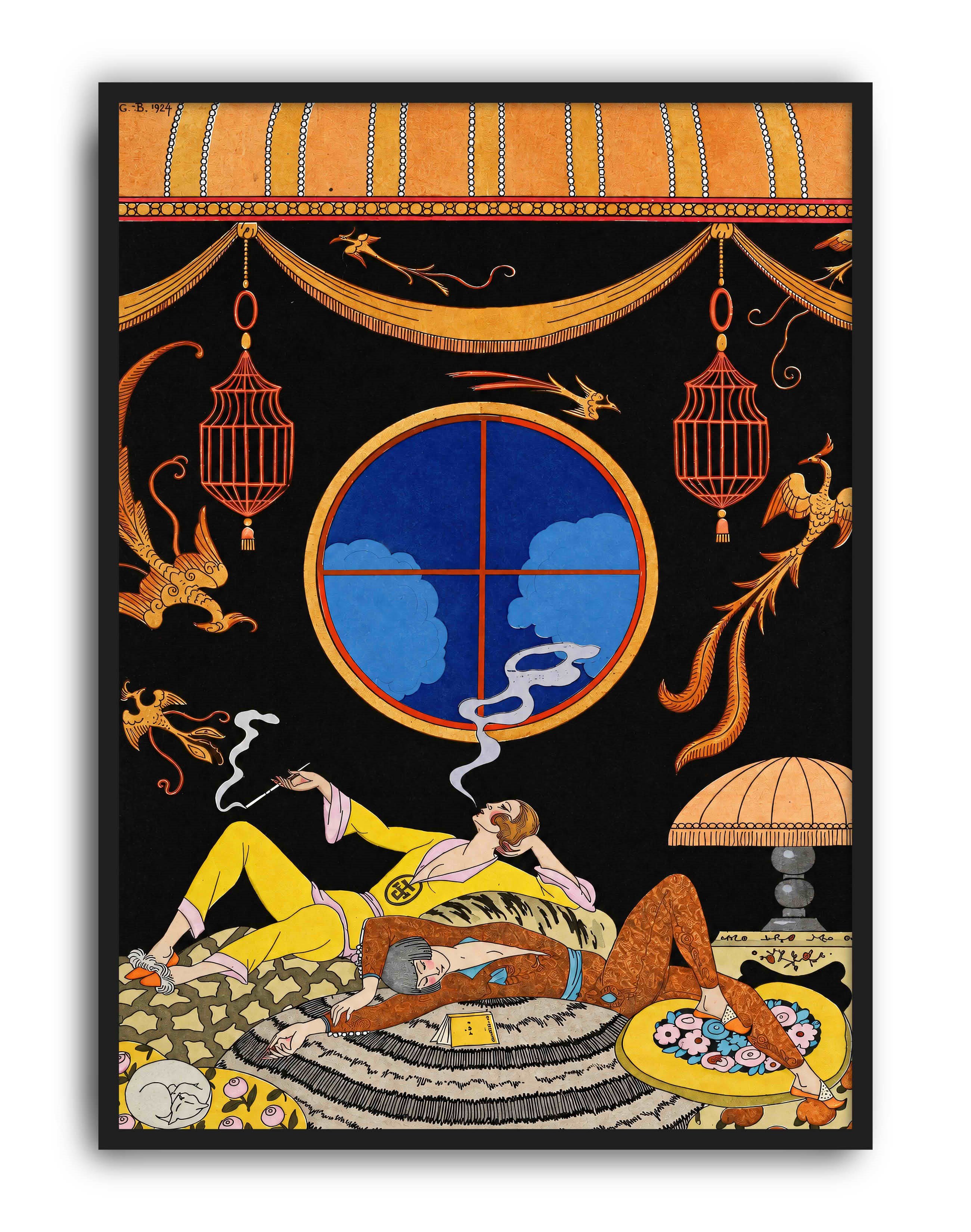 La Paresse (1924) – Georges Barbier Art Deco Vintage İllüstrasyon Posteri