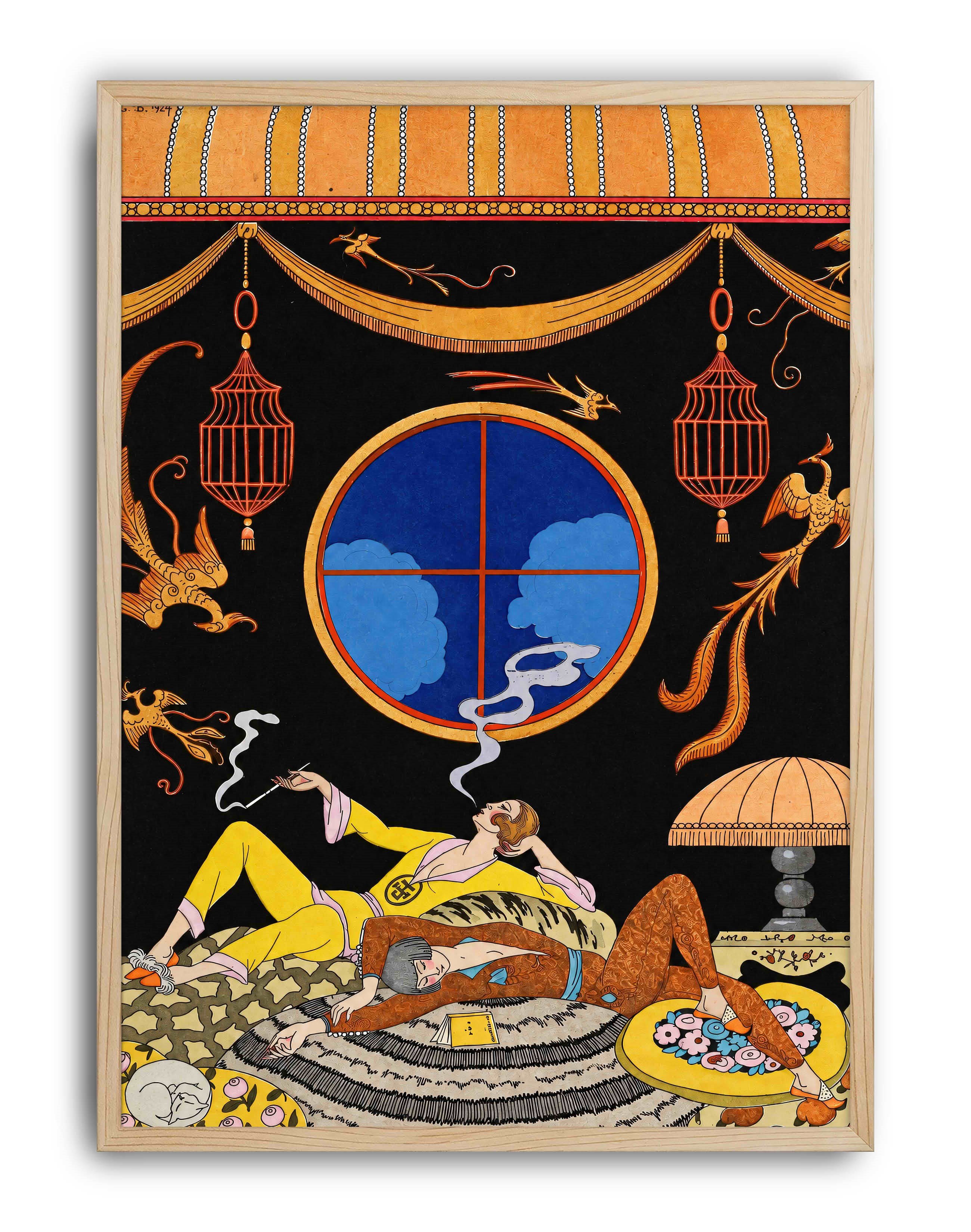 La Paresse (1924) – Georges Barbier Art Deco Vintage İllüstrasyon Posteri