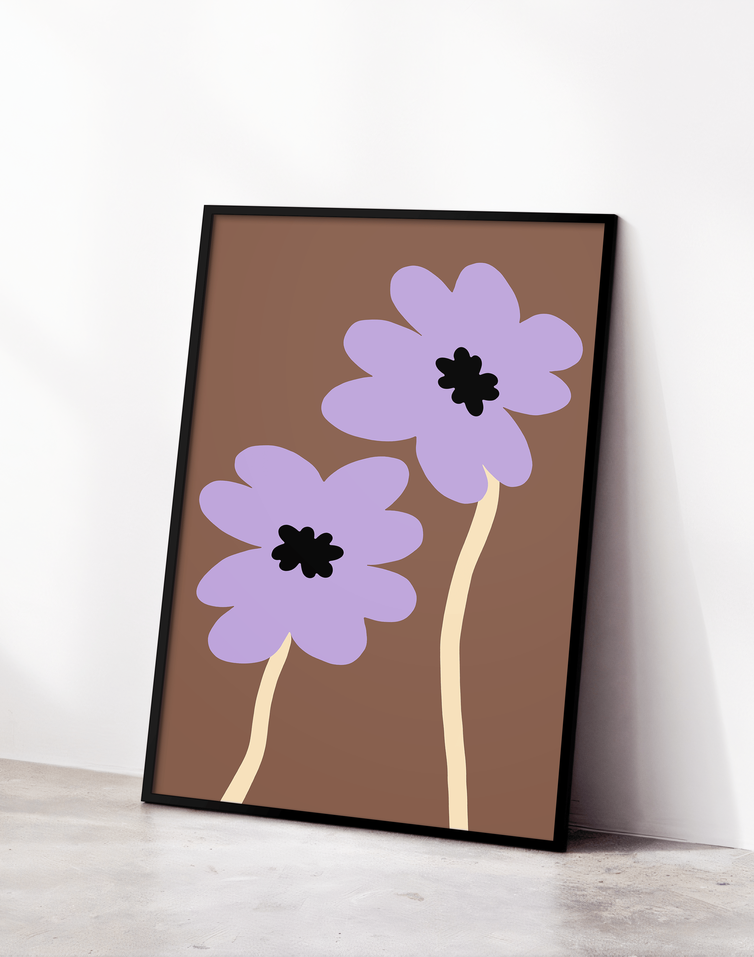 Lilac Bloom Lila Kahverengi Minimal Çiçek Duvar Tablosu