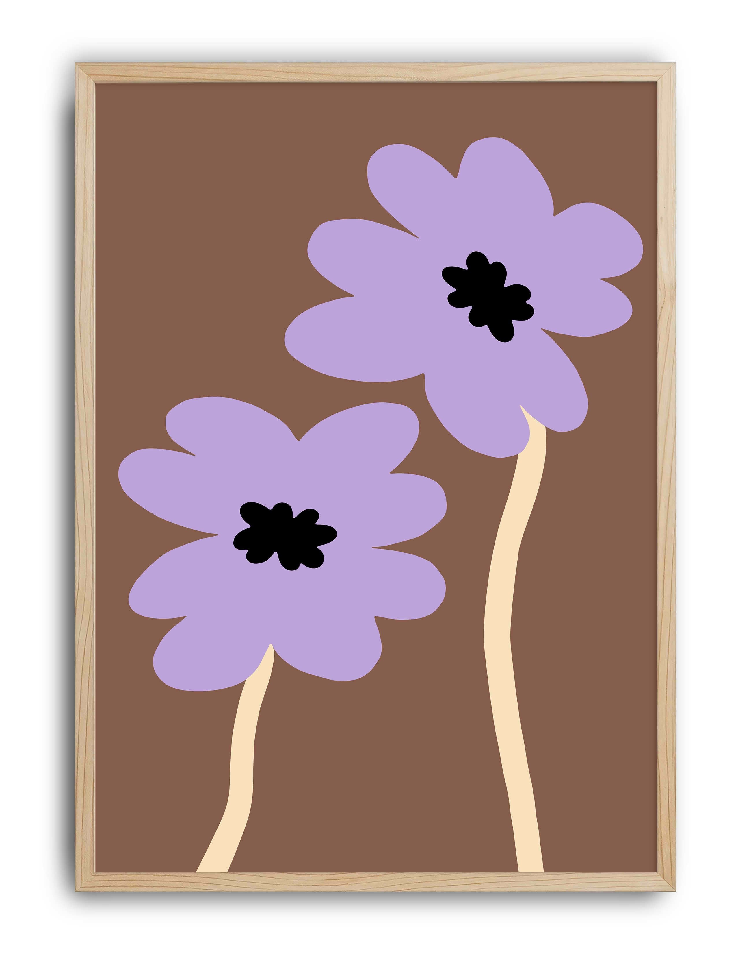 Lilac Bloom Lila Kahverengi Minimal Çiçek Duvar Tablosu