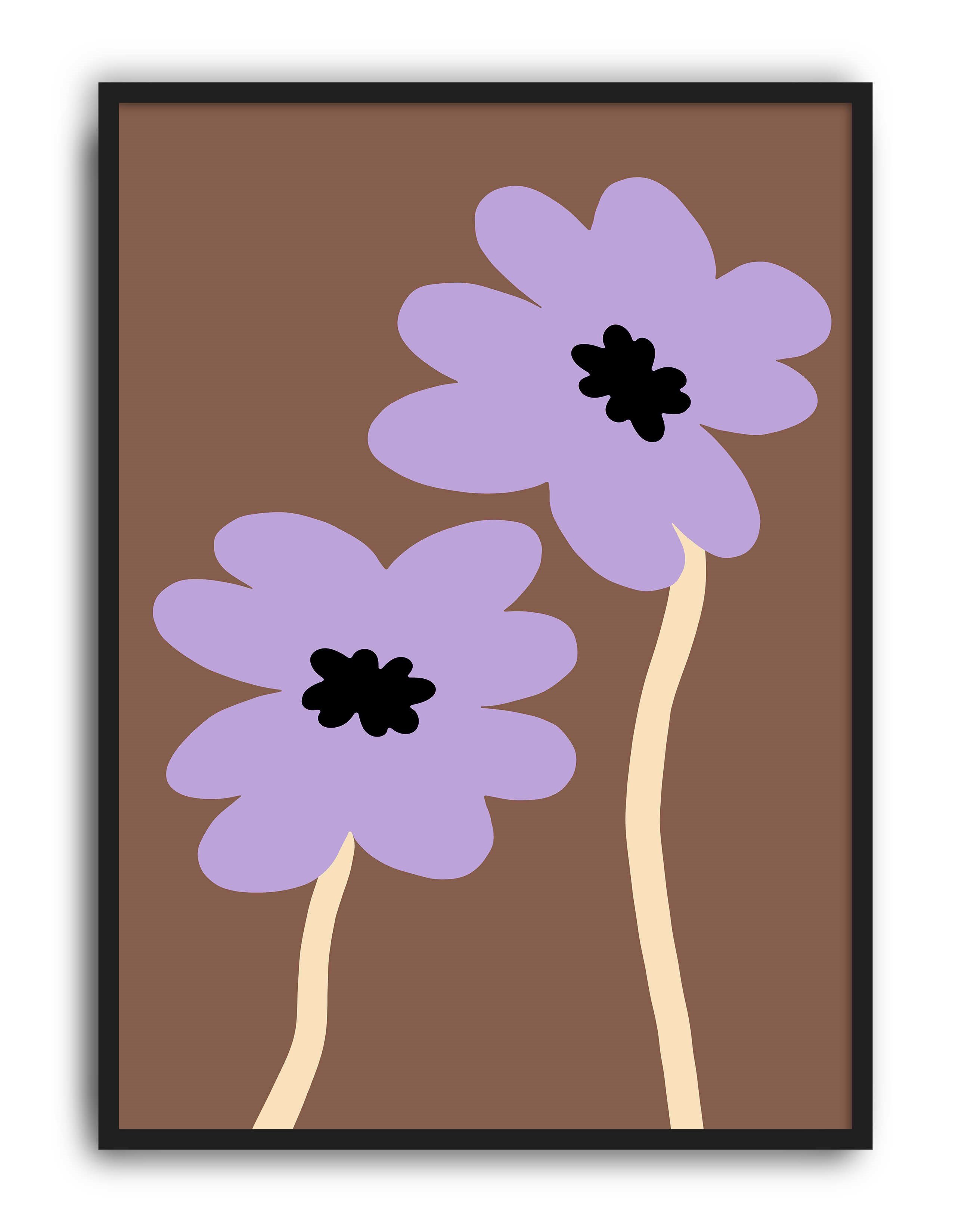 Lilac Bloom Lila Kahverengi Minimal Çiçek Duvar Tablosu