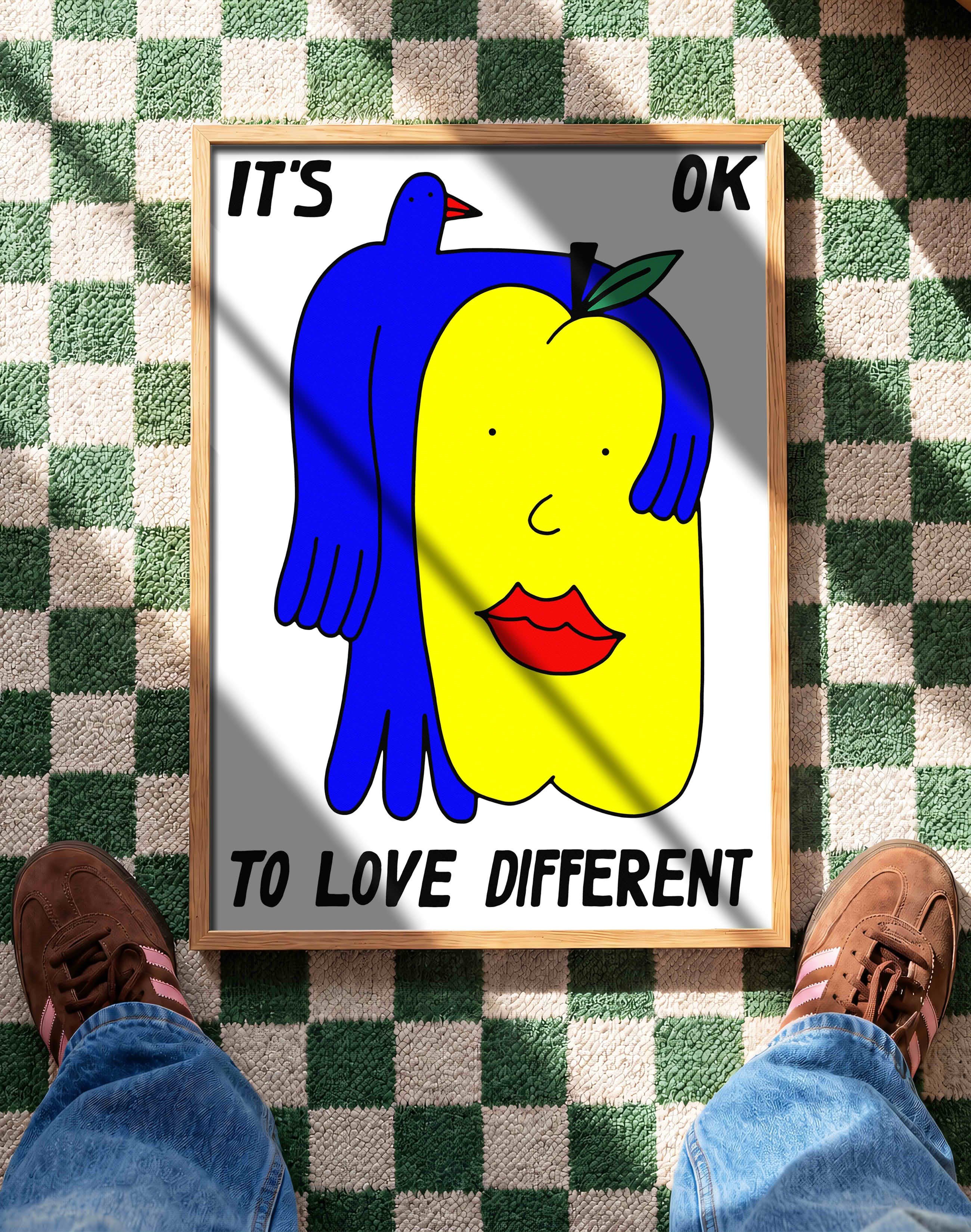 Love Different Figüratif Duvar Tablosu - Beyaz Zeminli Minimal Tipografik Poster