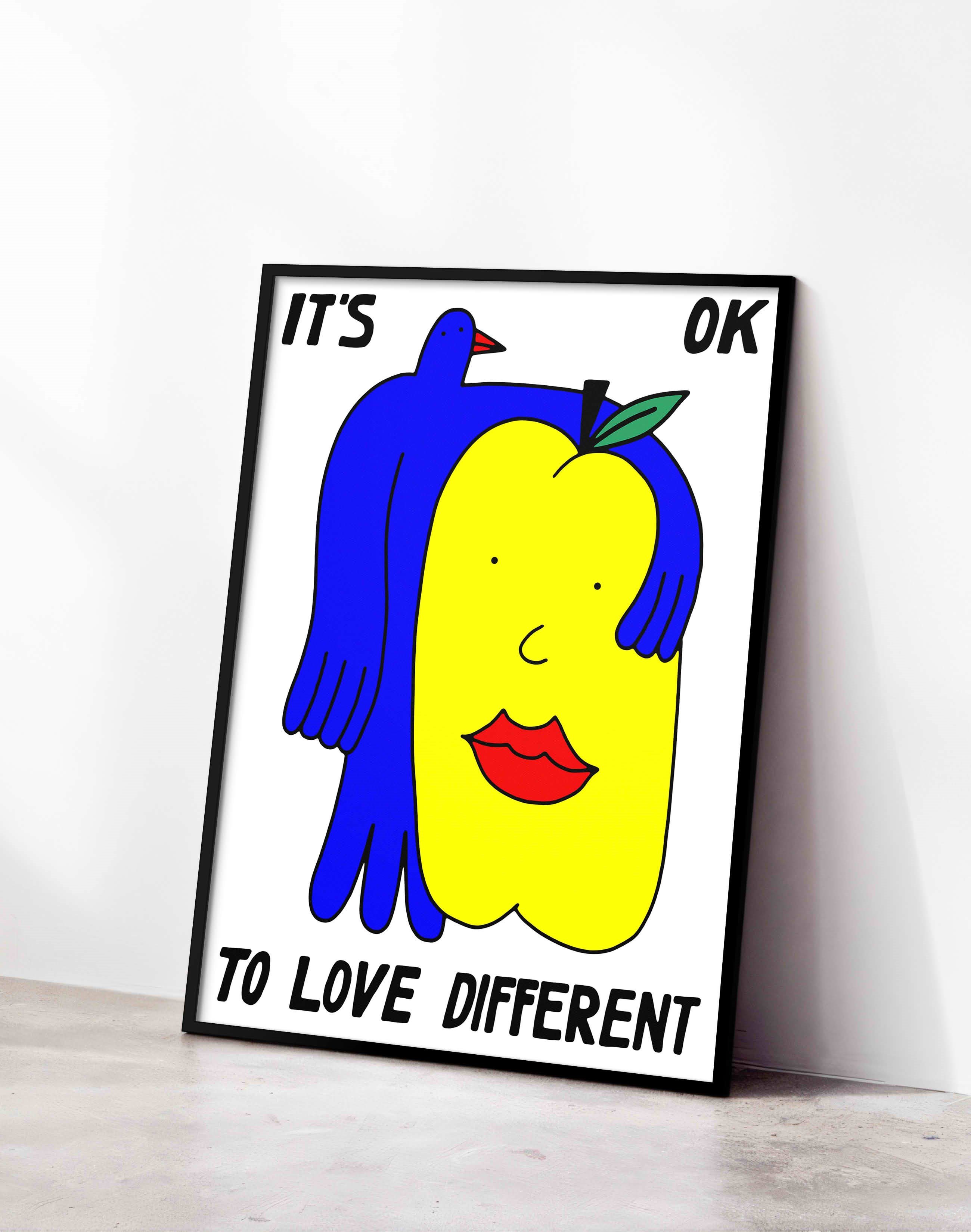 Love Different Figüratif Duvar Tablosu - Beyaz Zeminli Minimal Tipografik Poster