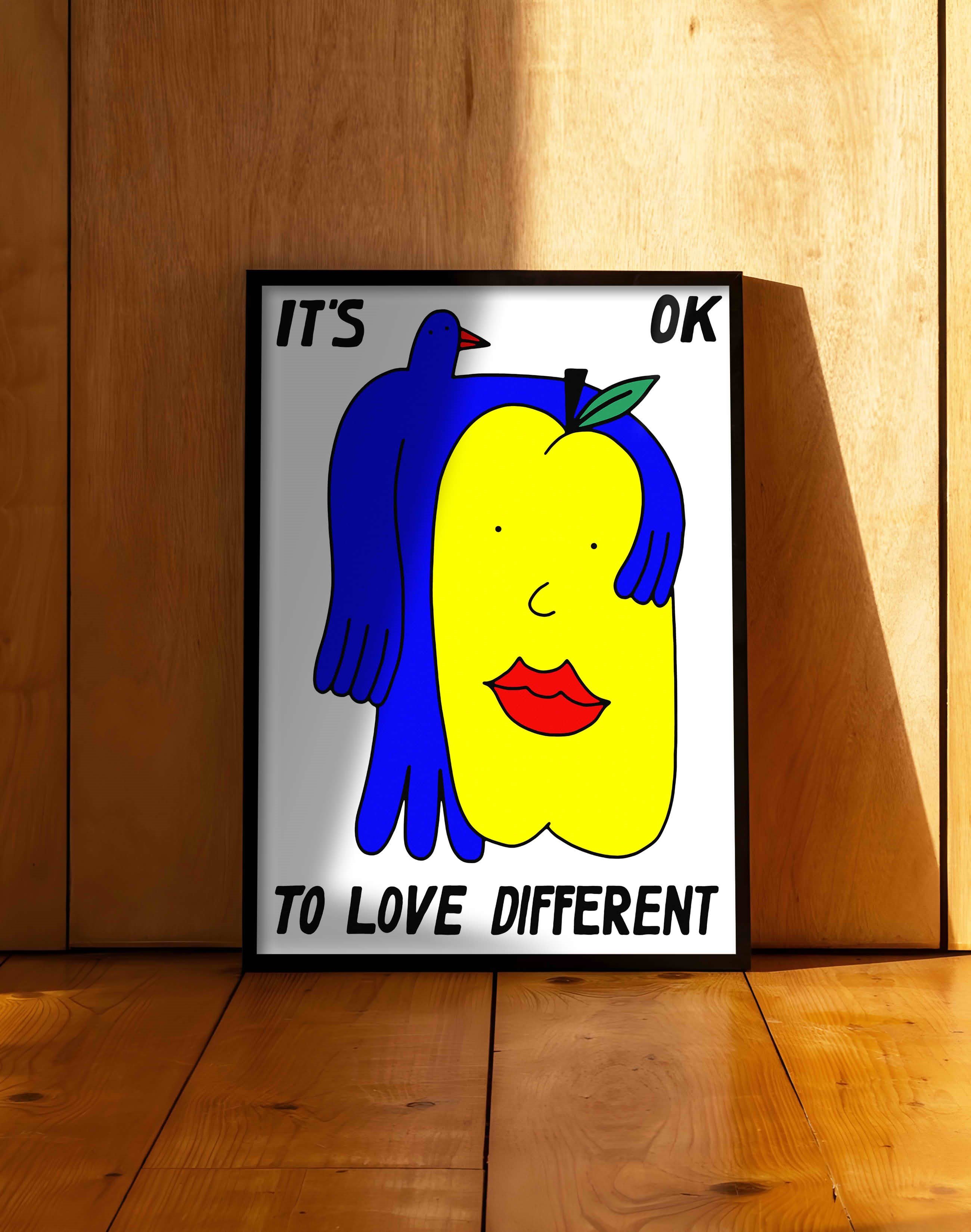 Love Different Figüratif Duvar Tablosu - Beyaz Zeminli Minimal Tipografik Poster