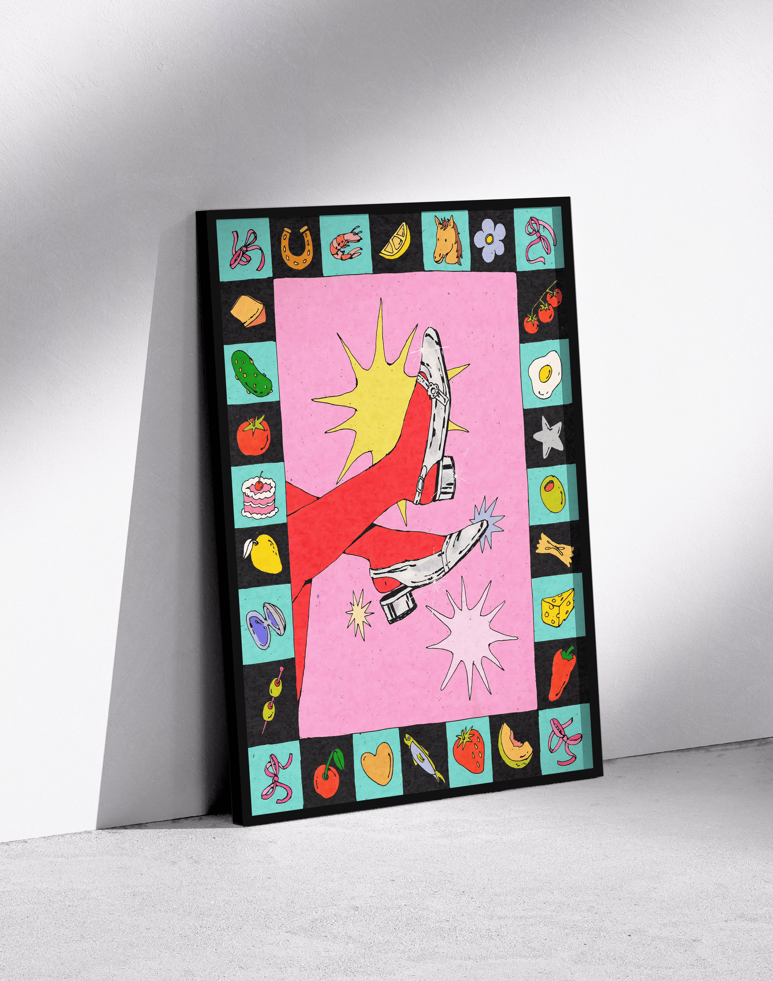 Lucky Kick Modern Duvar Tablosu – Renkli Sürreal Bot Poster