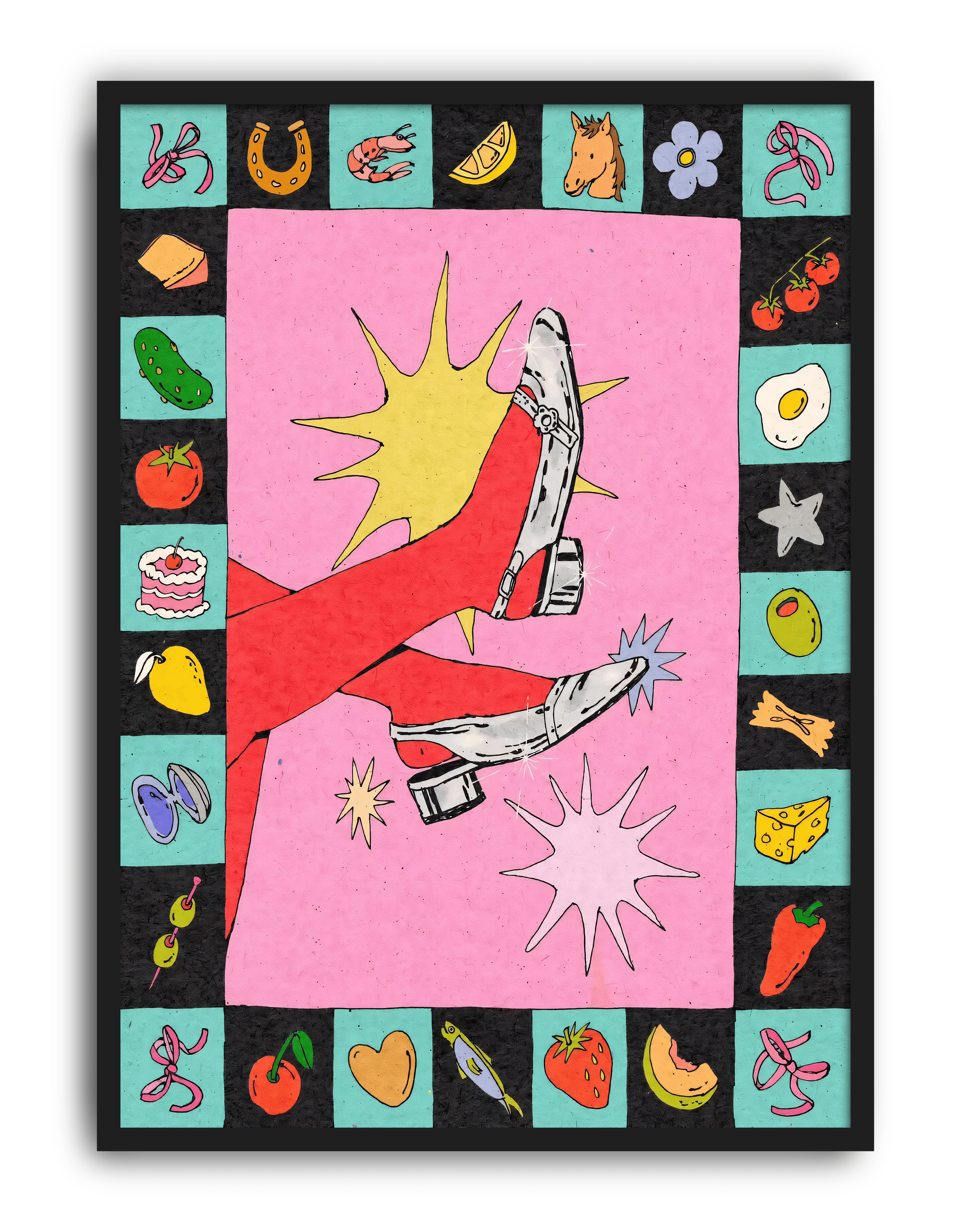 Lucky Kick Modern Duvar Tablosu – Renkli Sürreal Bot Poster