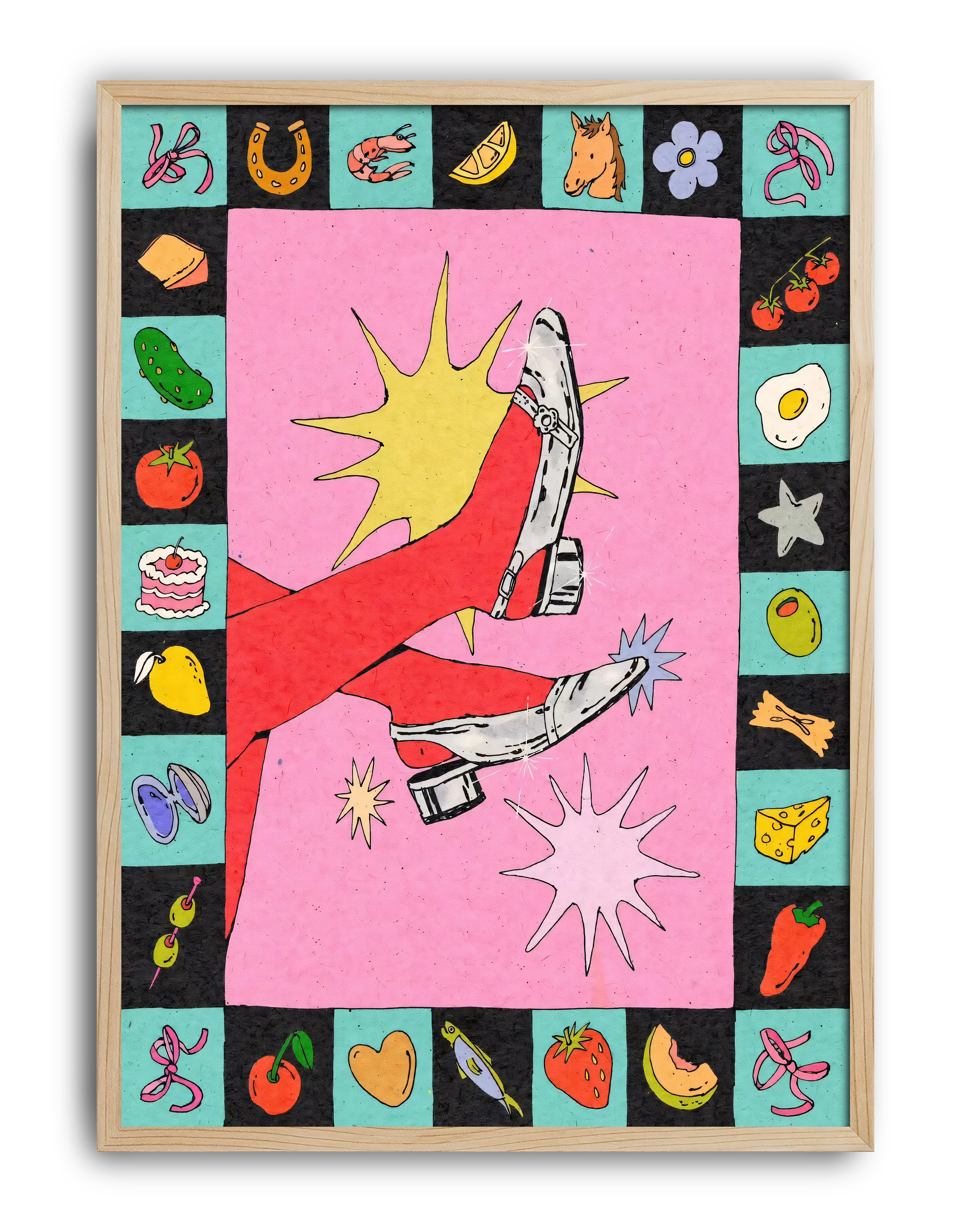 Lucky Kick Modern Duvar Tablosu – Renkli Sürreal Bot Poster