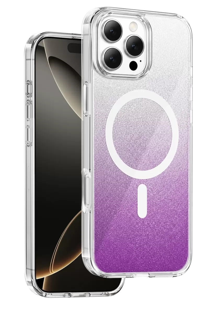 Mey İthalat®   iPhone 16 Pro Max Sora Simli Magsafe Kapak - Mor