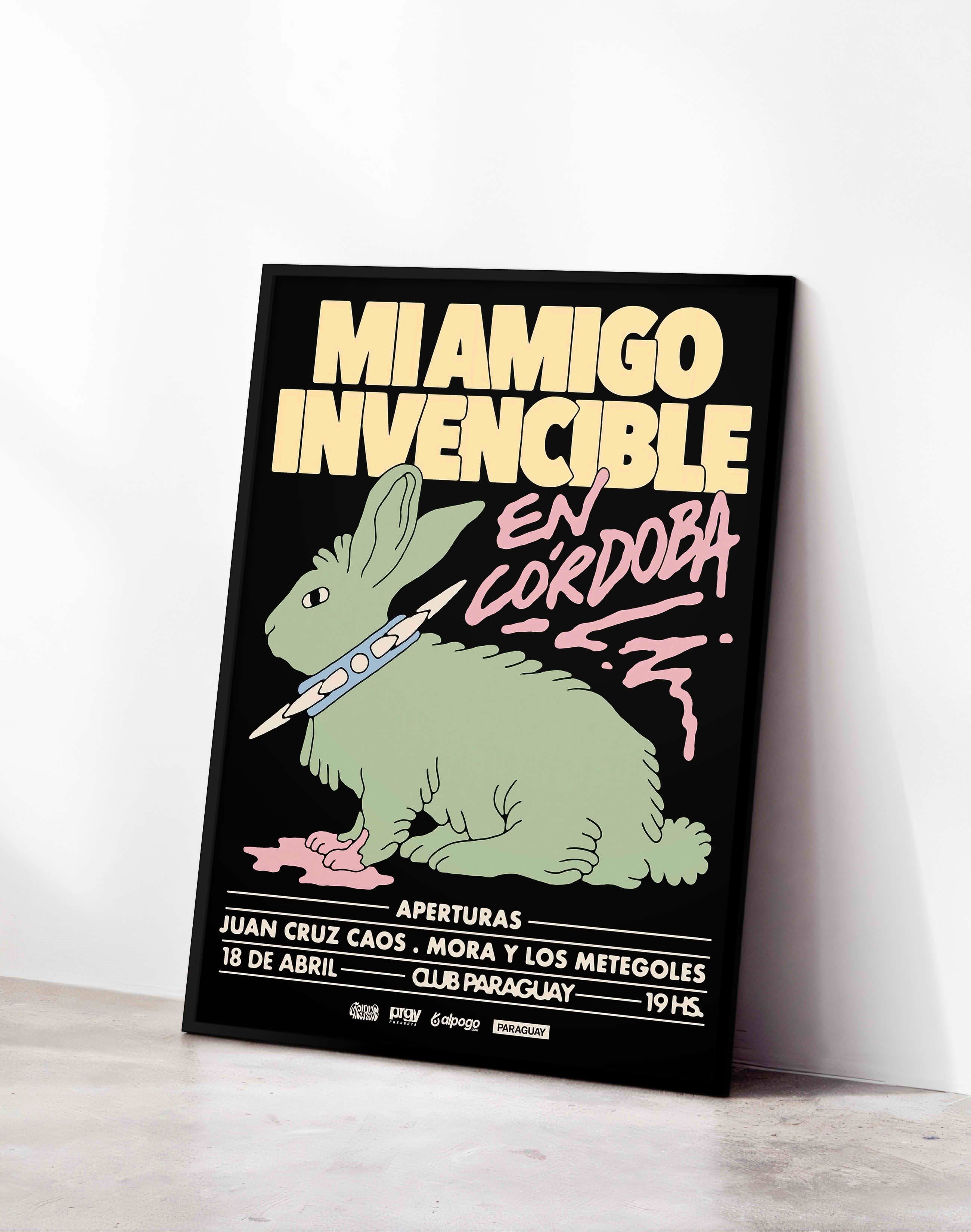 Mi Amigo Invencible Retro Duvar Tablosu - Yeşil Tavşan Figüratif Poster