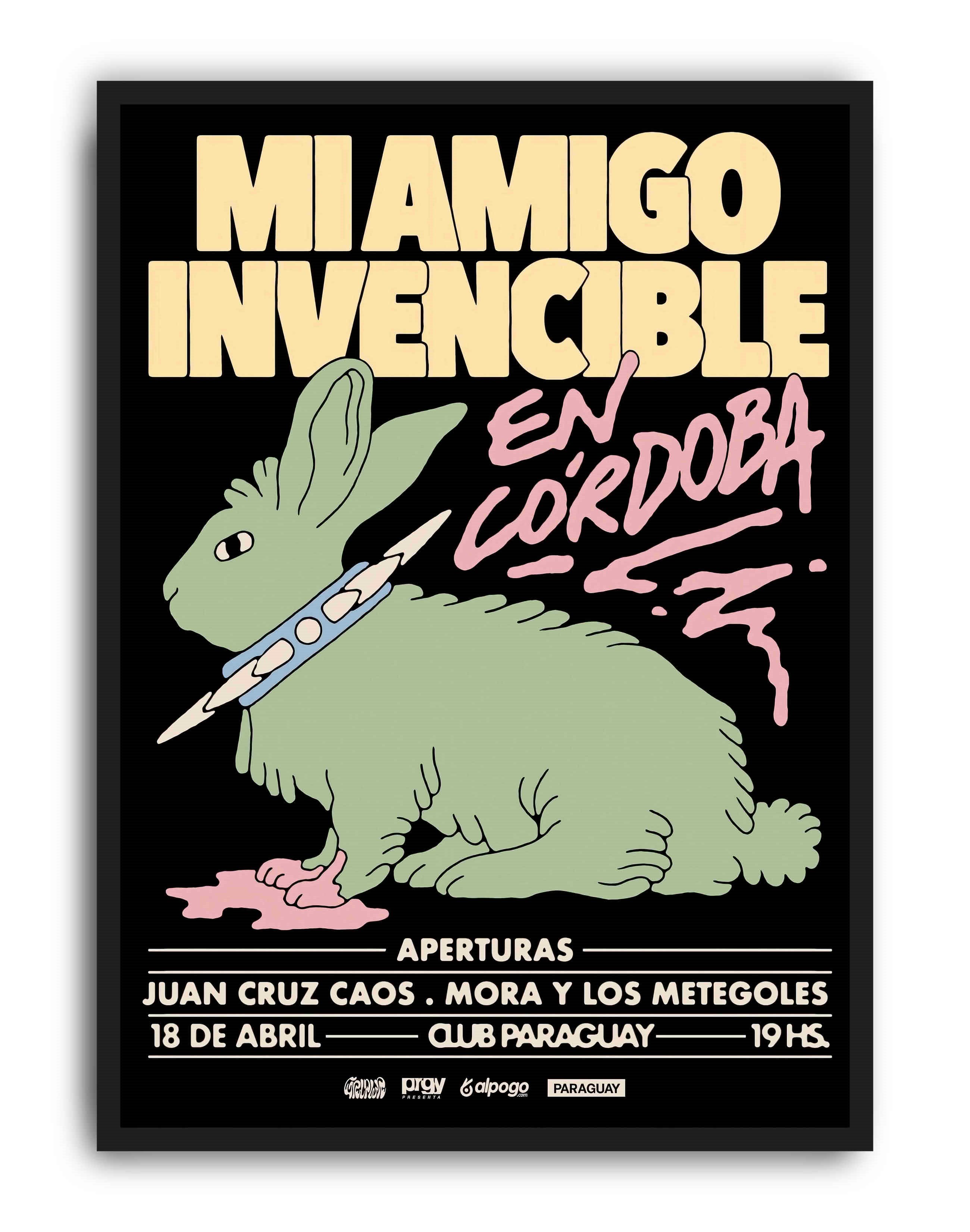 Mi Amigo Invencible Retro Duvar Tablosu - Yeşil Tavşan Figüratif Poster