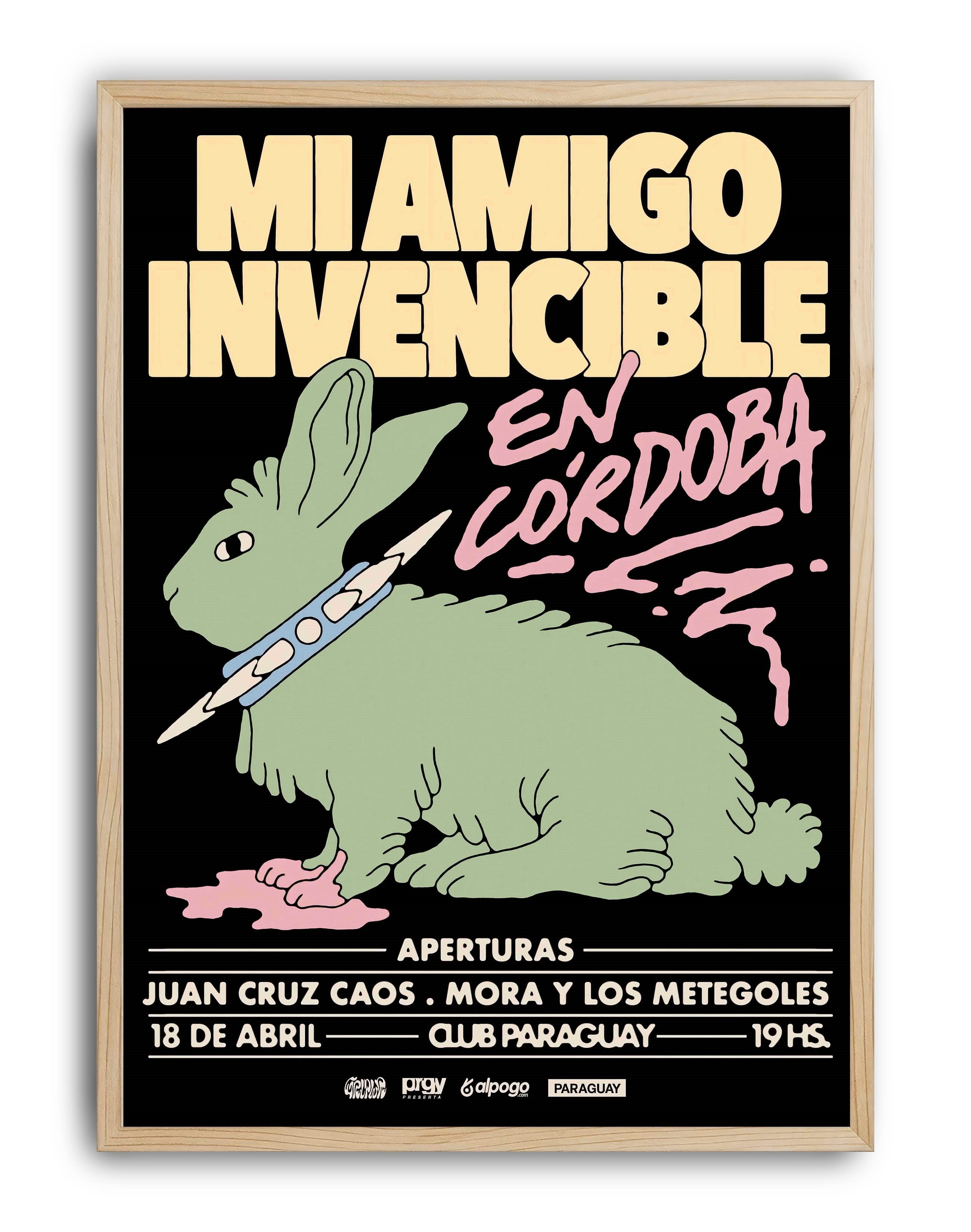 Mi Amigo Invencible Retro Duvar Tablosu - Yeşil Tavşan Figüratif Poster