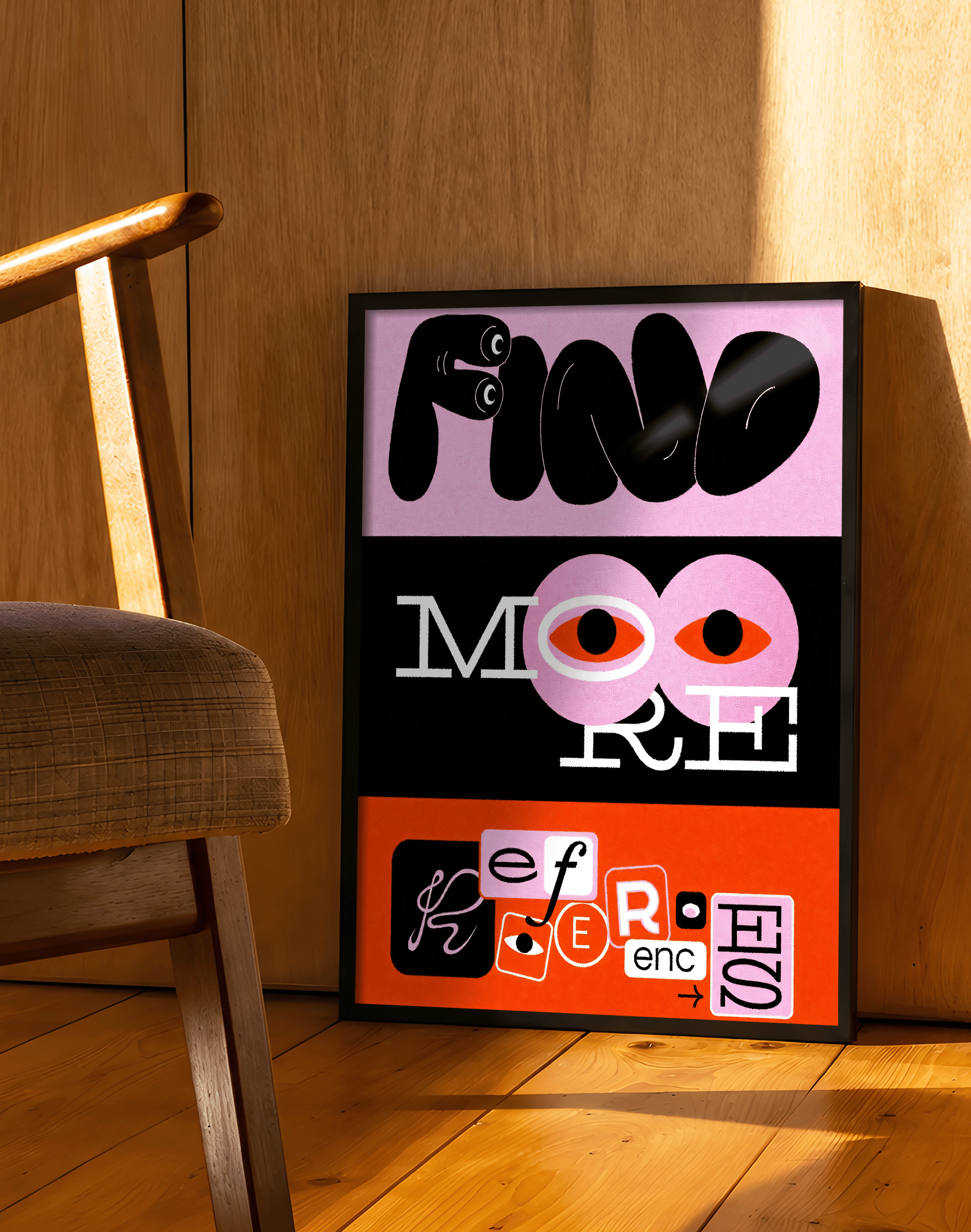 Mind More Modern Duvar Tablosu – Pembe Turuncu Tipografik Poster