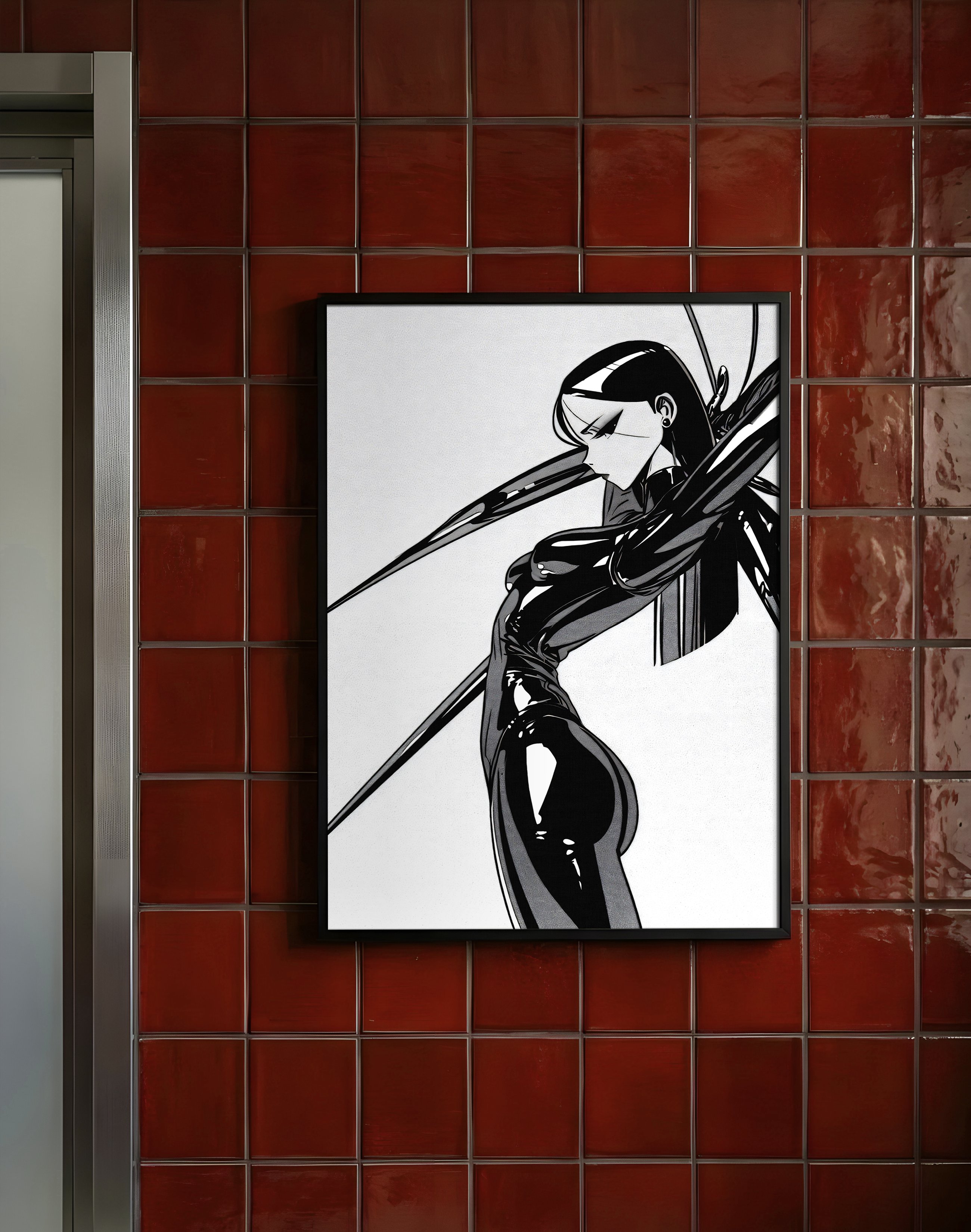 Mono Blade Modern Duvar Tablosu – Siyah Beyaz Futuristik Figür Poster