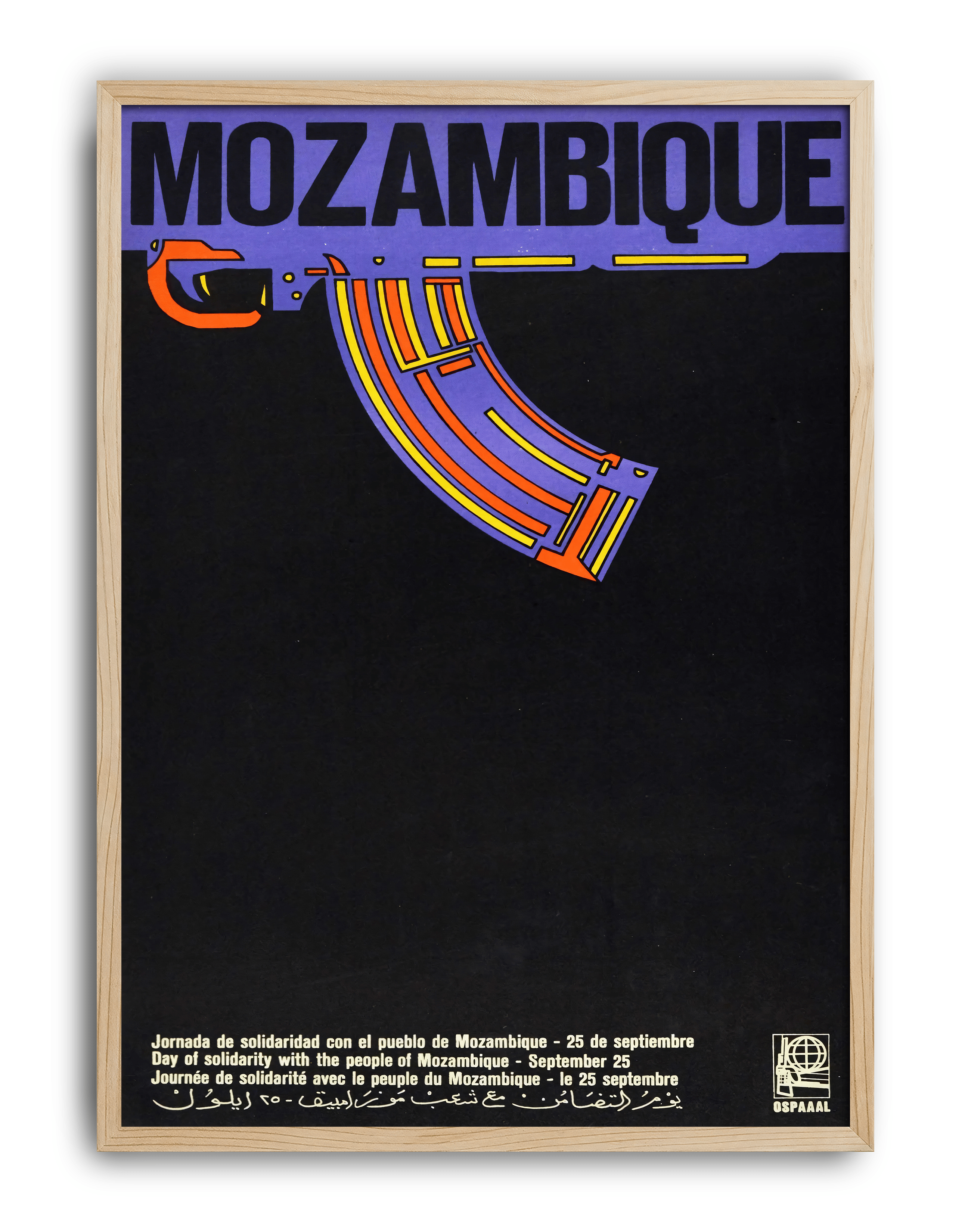 Mozambique Solidarity Modern Duvar Tablosu – Siyah Mor Retro Politik Poster