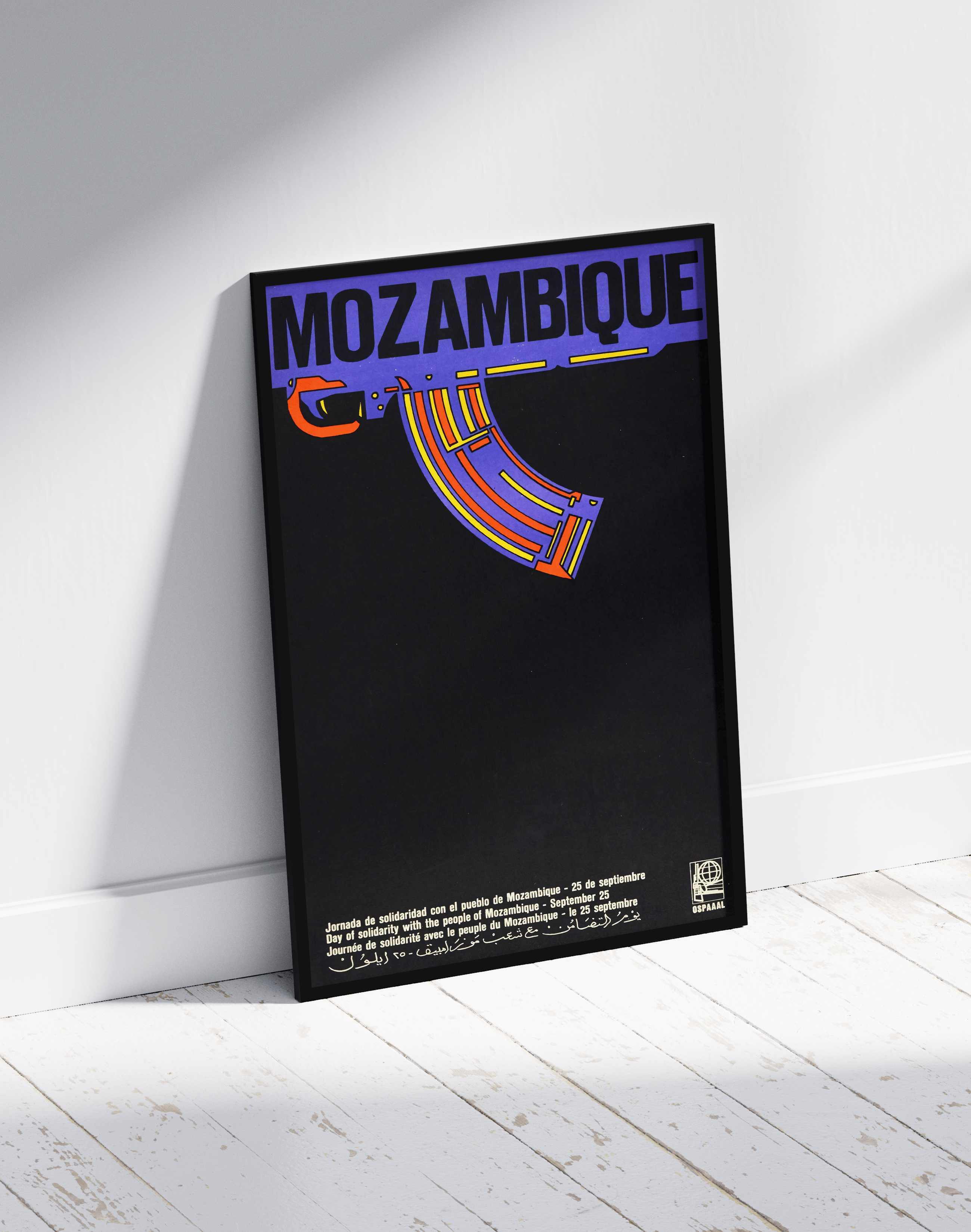 Mozambique Solidarity Modern Duvar Tablosu – Siyah Mor Retro Politik Poster