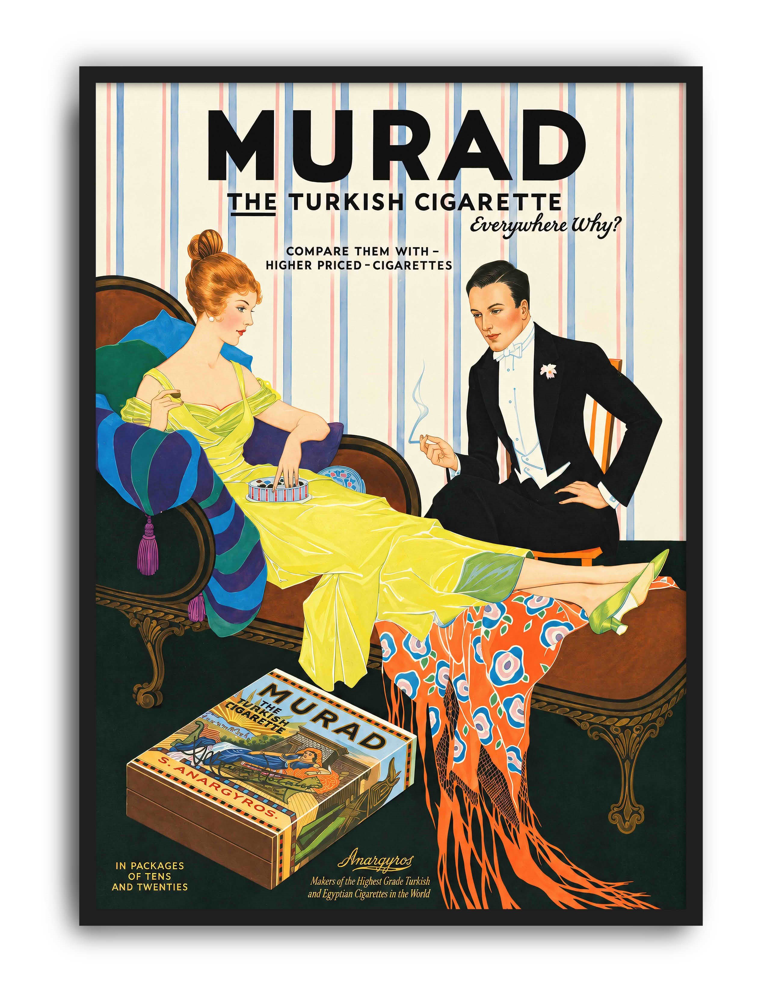 Murad Turkish Cigarette (1920) – Art Deco Vintage Sigara Reklam Posteri