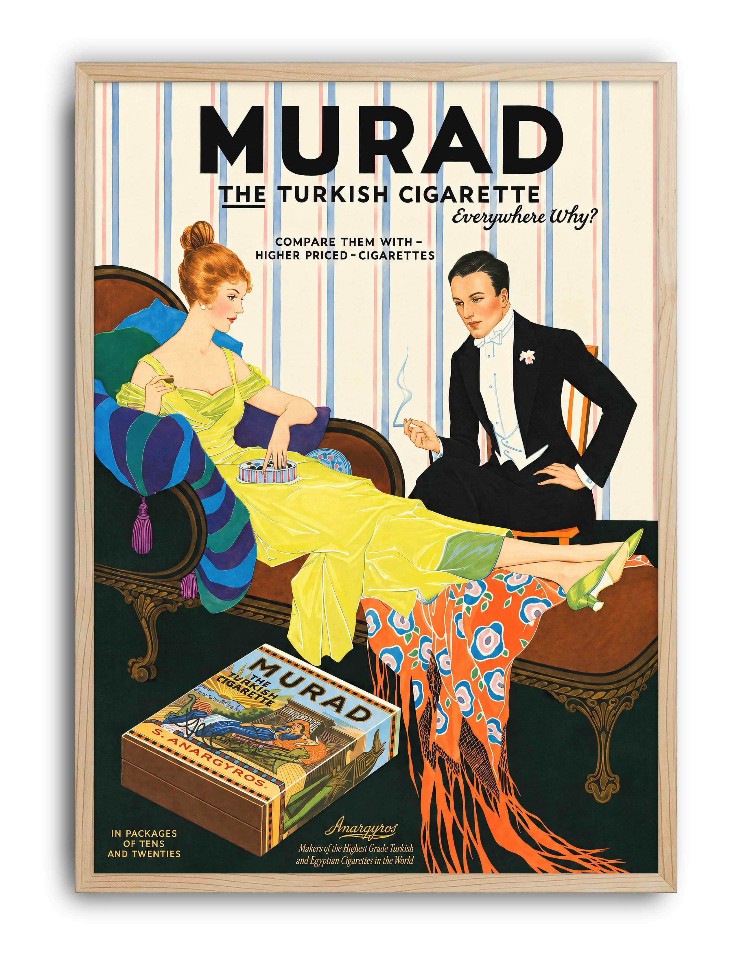 Murad Turkish Cigarette (1920) – Art Deco Vintage Sigara Reklam Posteri