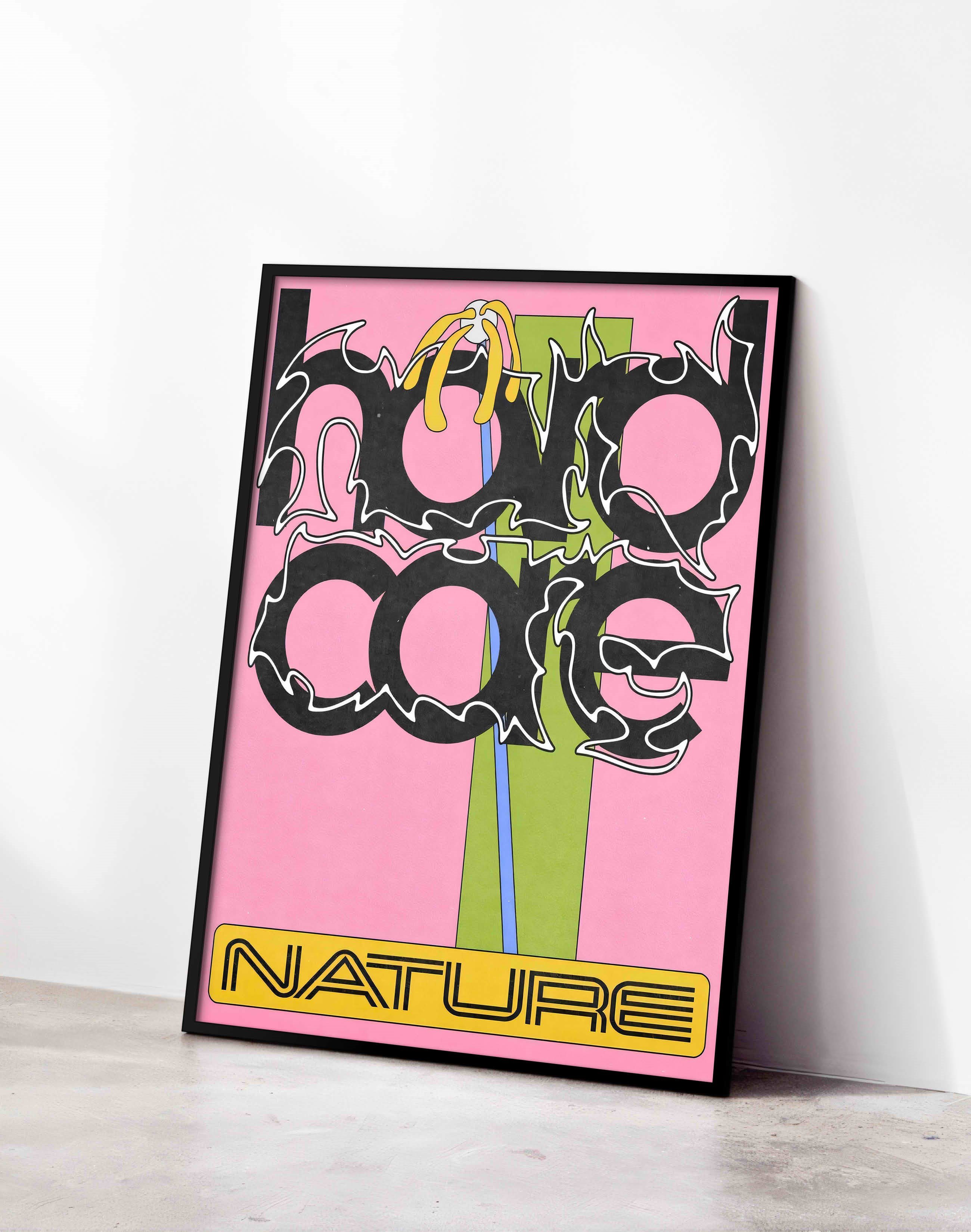 Nature Moddern Grafik Duvar Tablosu - Pembe Siyah Abstract Poster