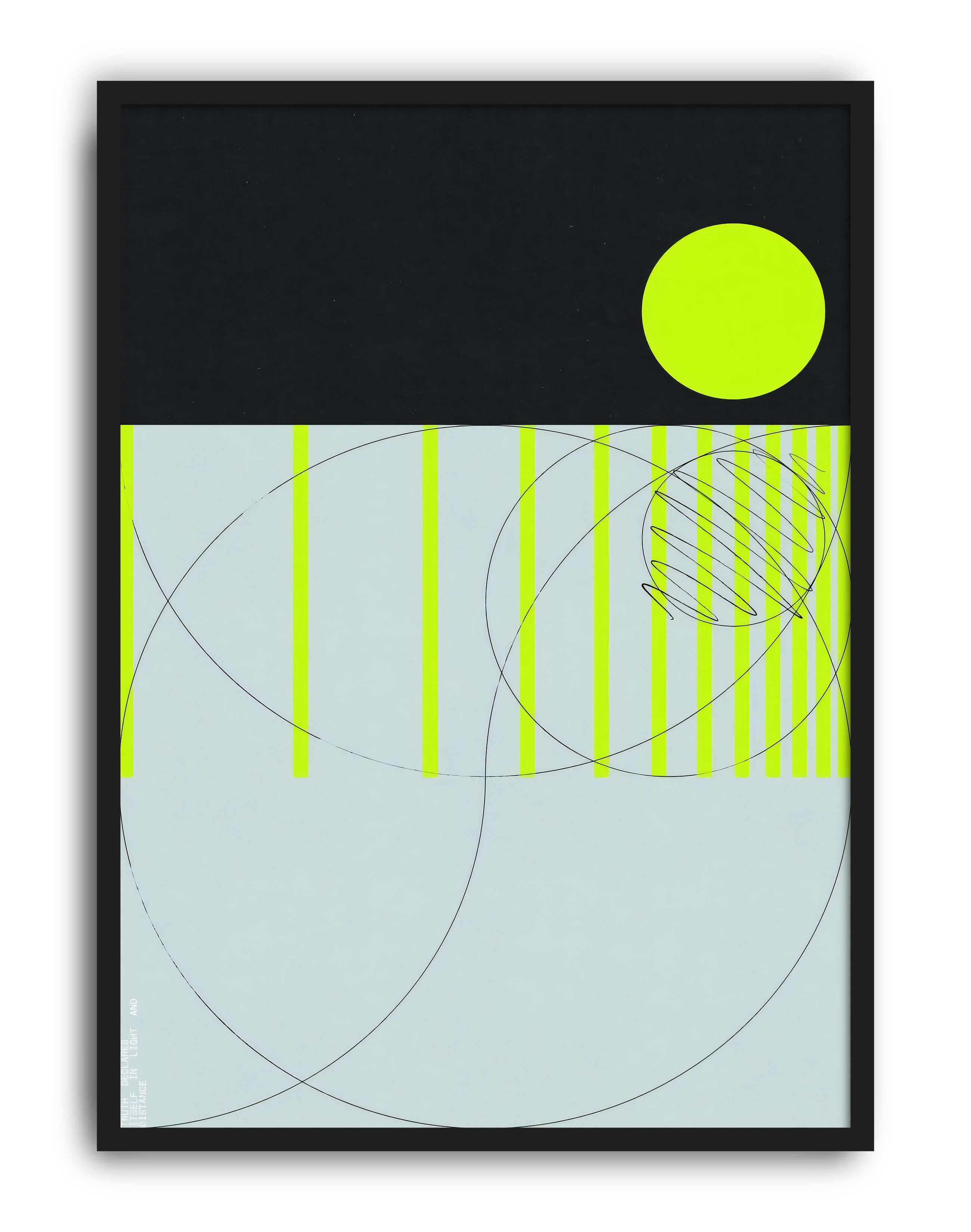 Neon Balance Modern Duvar Tablosu – Siyah Açık Mavi Minimal Geometrik Poster