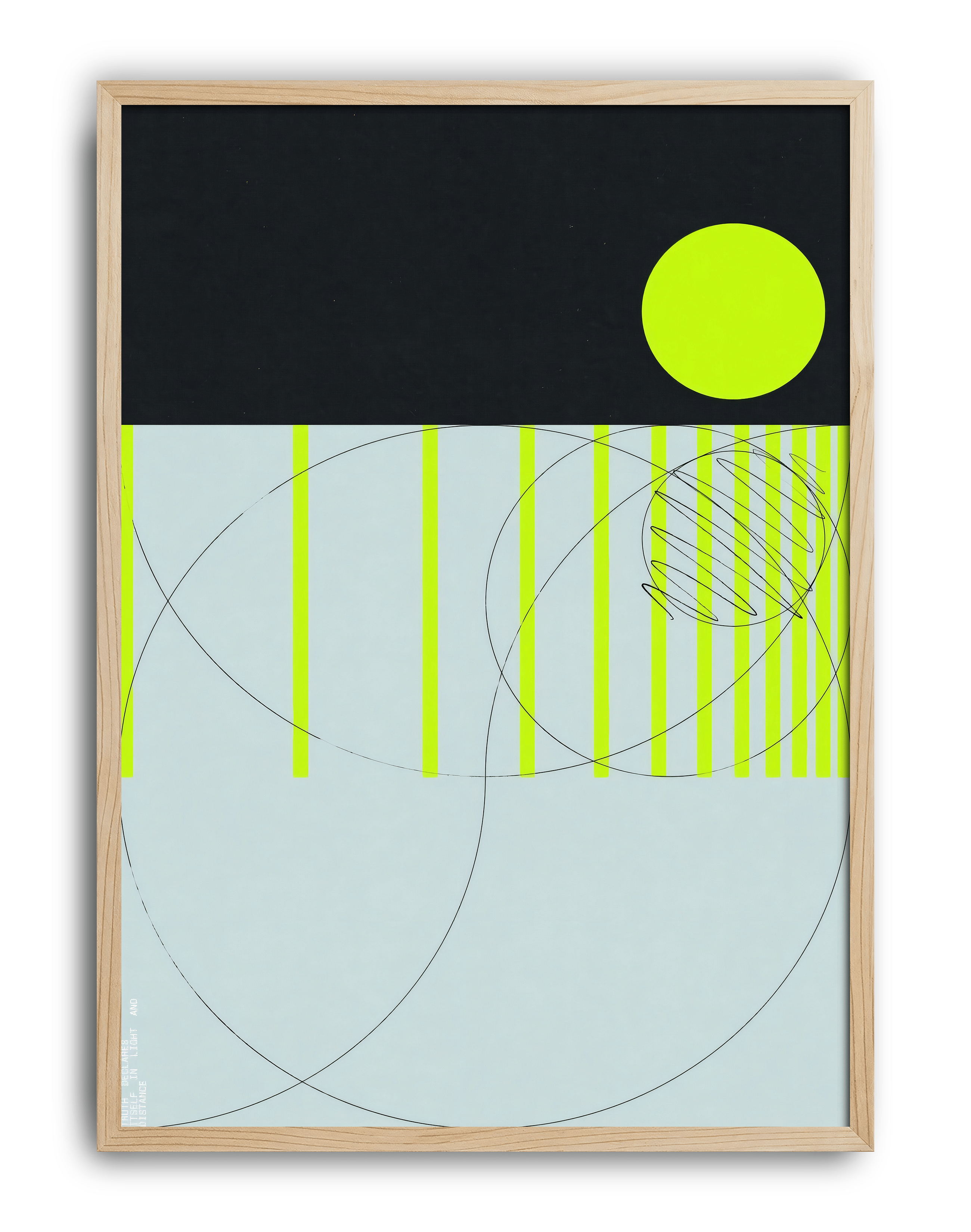 Neon Balance Modern Duvar Tablosu – Siyah Açık Mavi Minimal Geometrik Poster