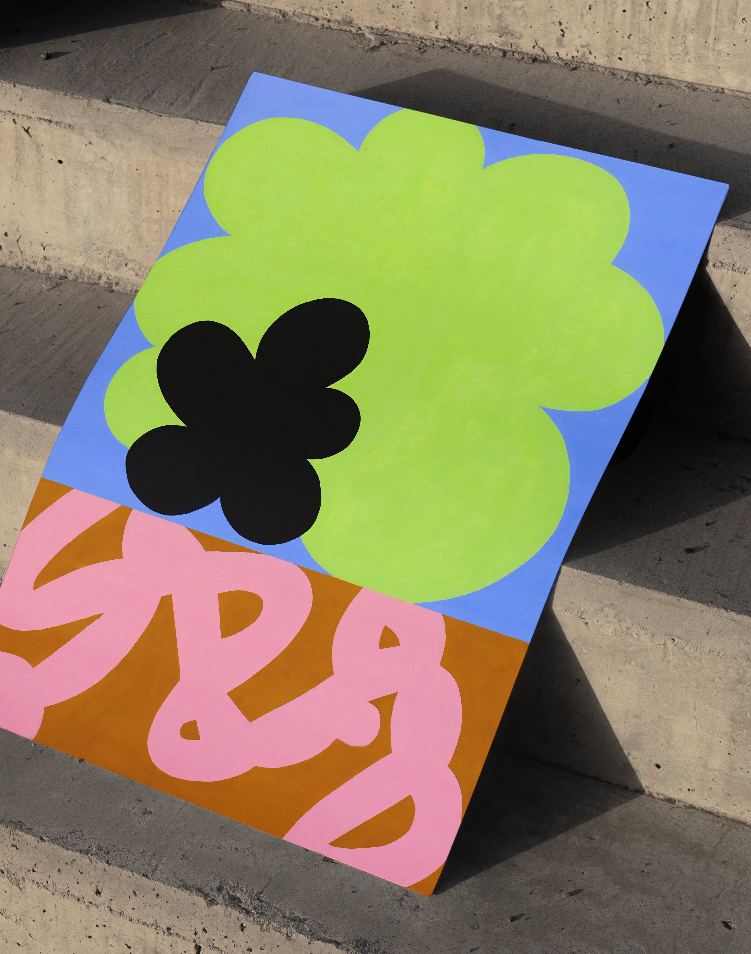 Neon Bloom Modern Duvar Tablosu – Mavi Yeşil Abstract Çiçek Poster