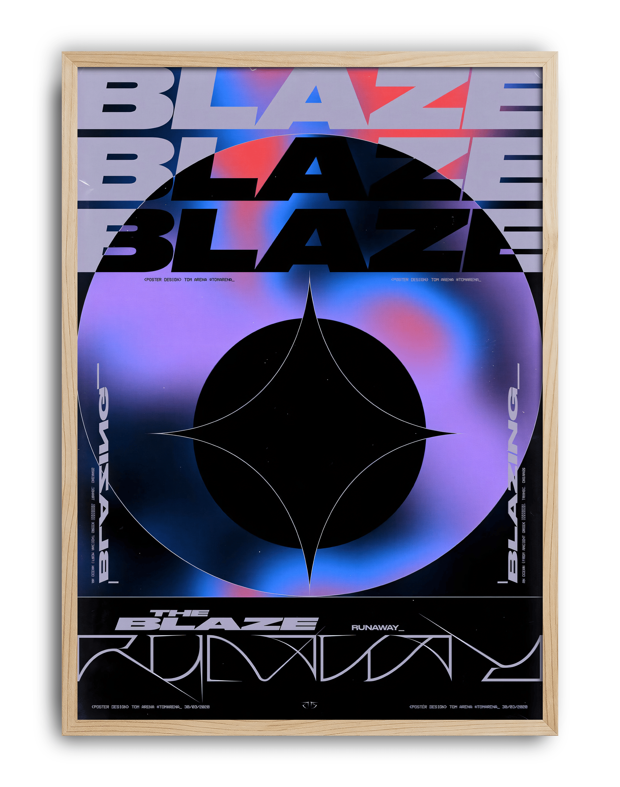 Neon Eclipse Modern Duvar Tablosu – Mor Mavi Futuristik Tipografik Poster