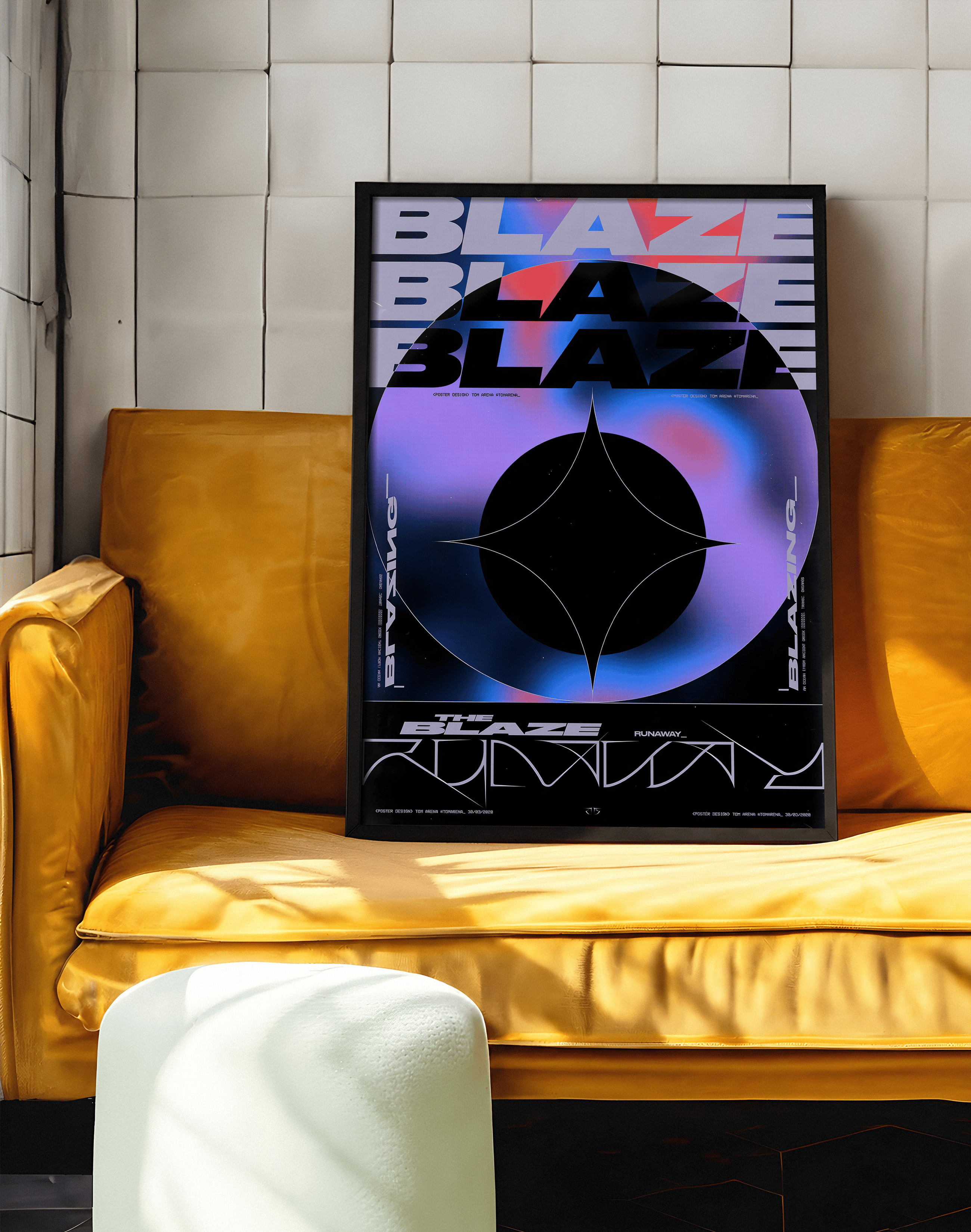 Neon Eclipse Modern Duvar Tablosu – Mor Mavi Futuristik Tipografik Poster
