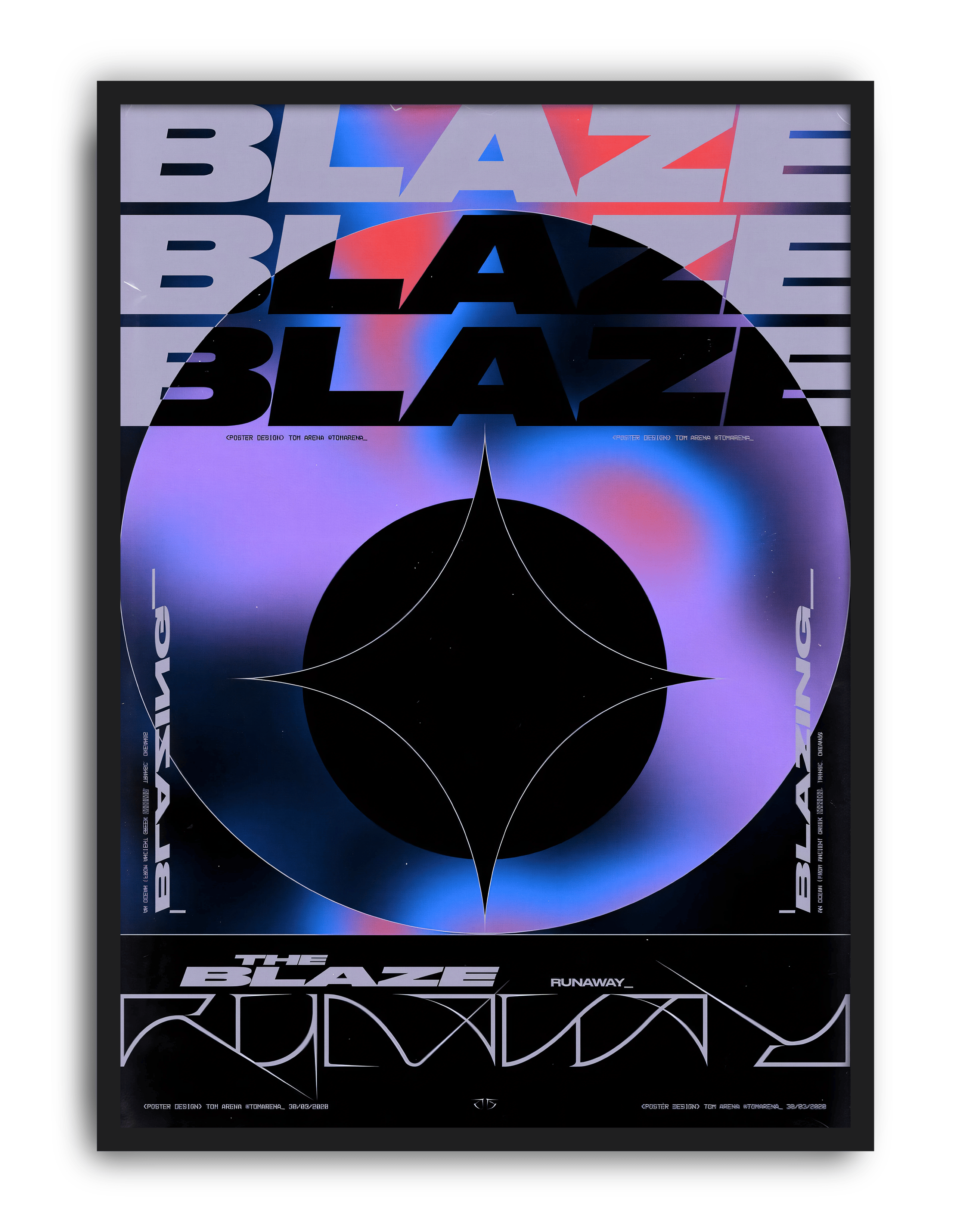 Neon Eclipse Modern Duvar Tablosu – Mor Mavi Futuristik Tipografik Poster