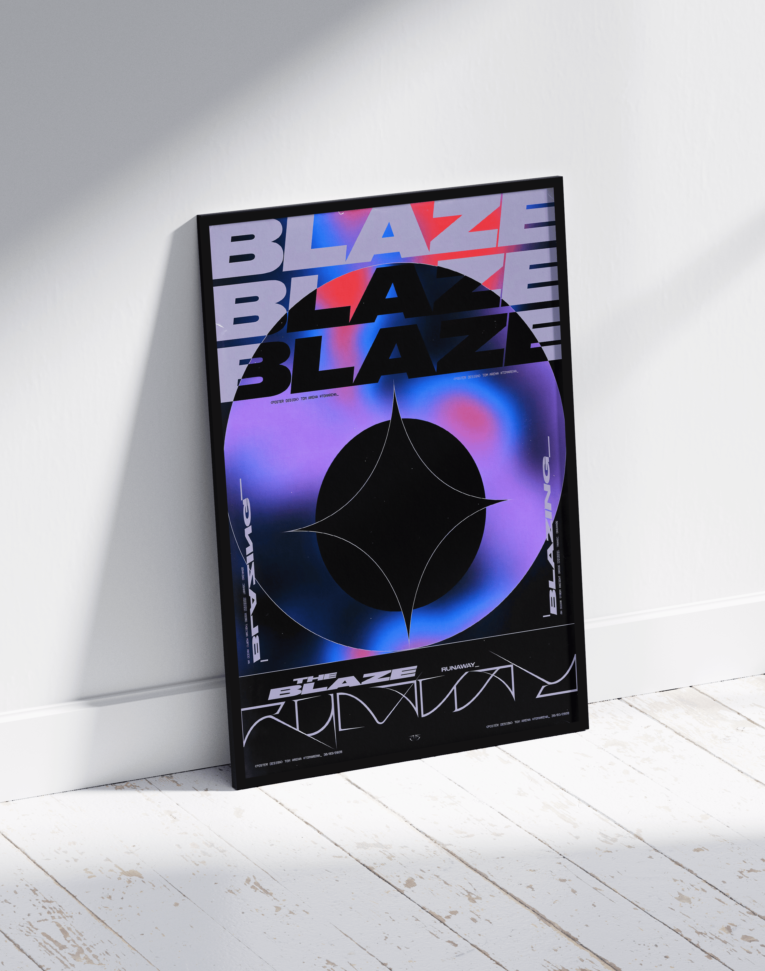 Neon Eclipse Modern Duvar Tablosu – Mor Mavi Futuristik Tipografik Poster