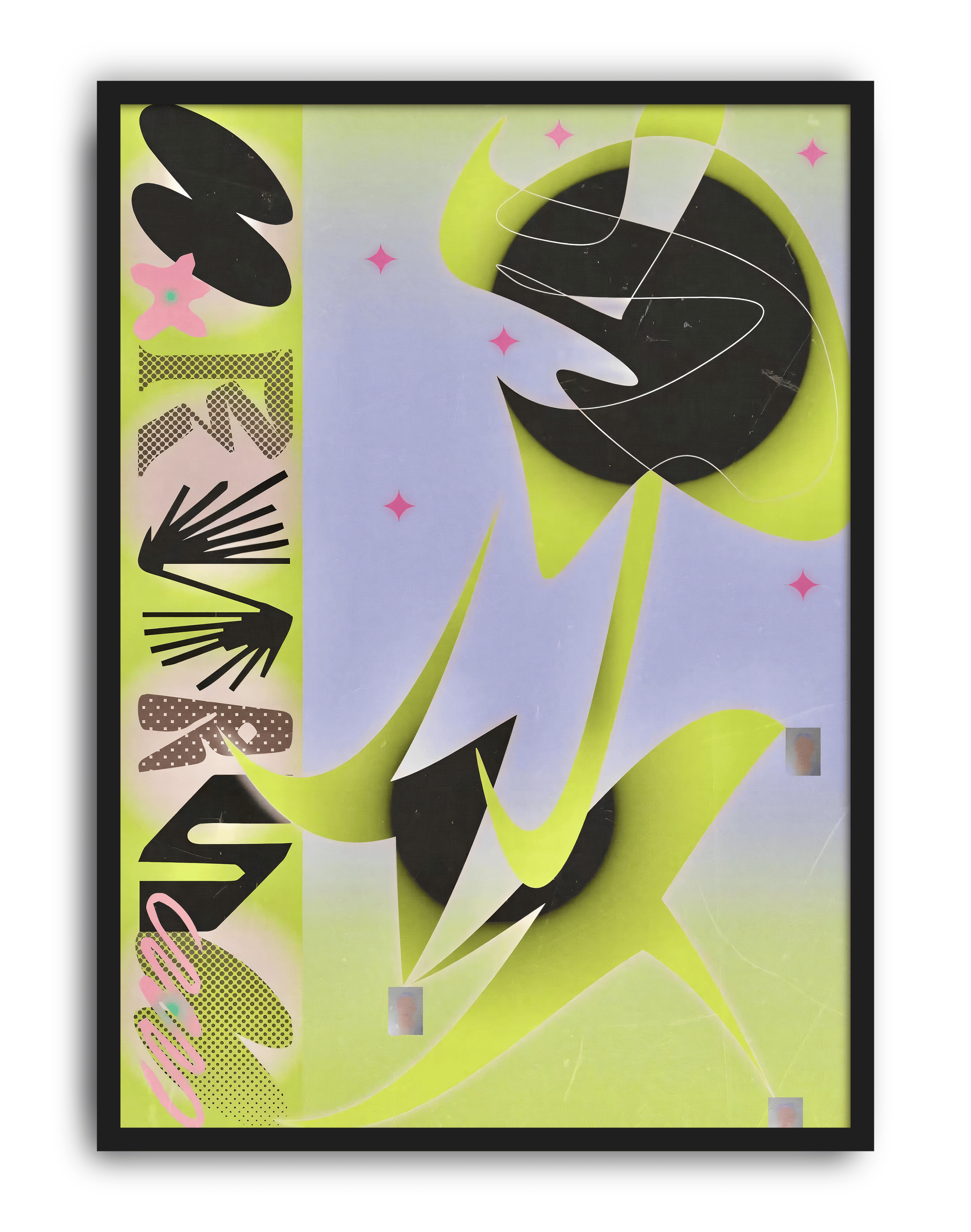 Neon Flora Modern Duvar Tablosu – Lime Mor Soyut Grafik Poster