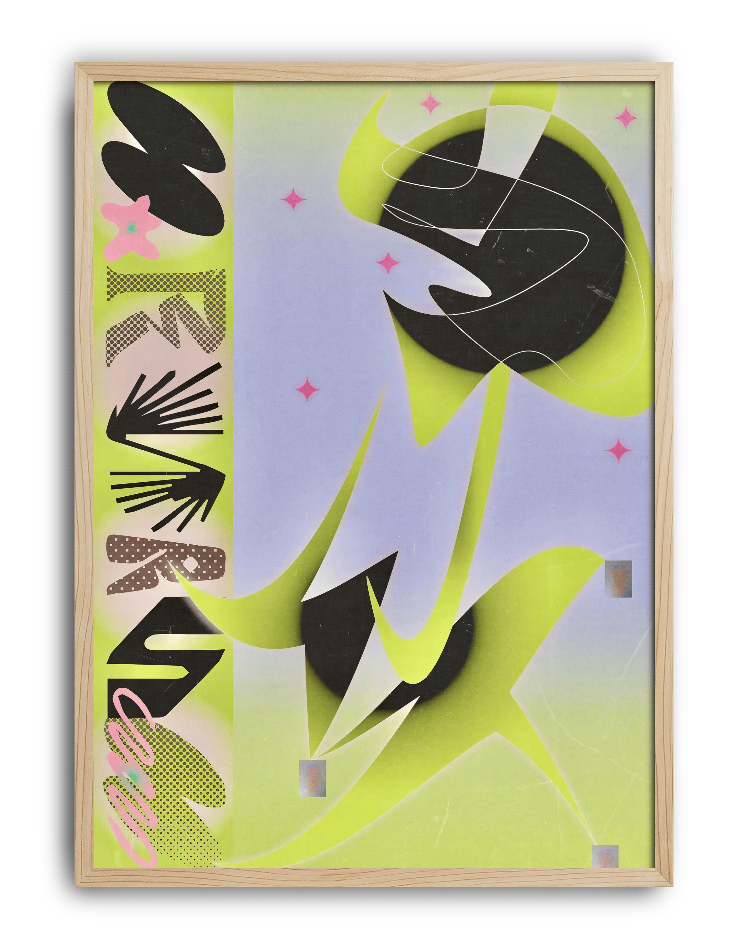 Neon Flora Modern Duvar Tablosu – Lime Mor Soyut Grafik Poster