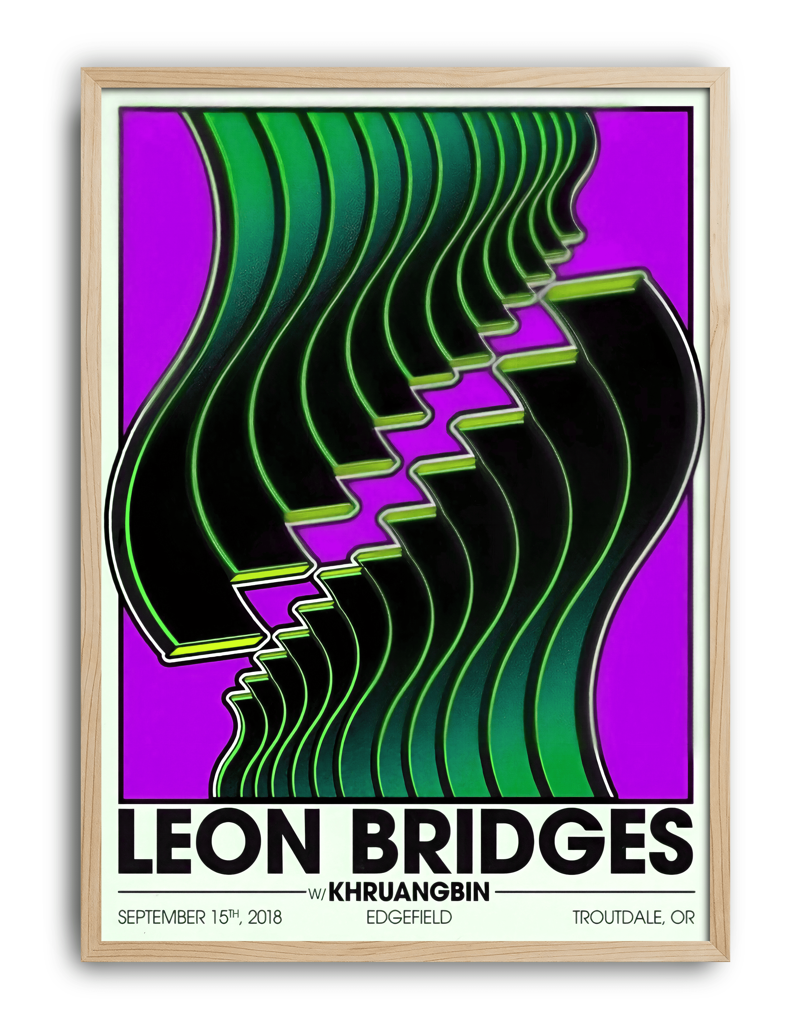 Neon Groove Modern Duvar Tablosu – Mor Yeşil Retro Konser Poster
