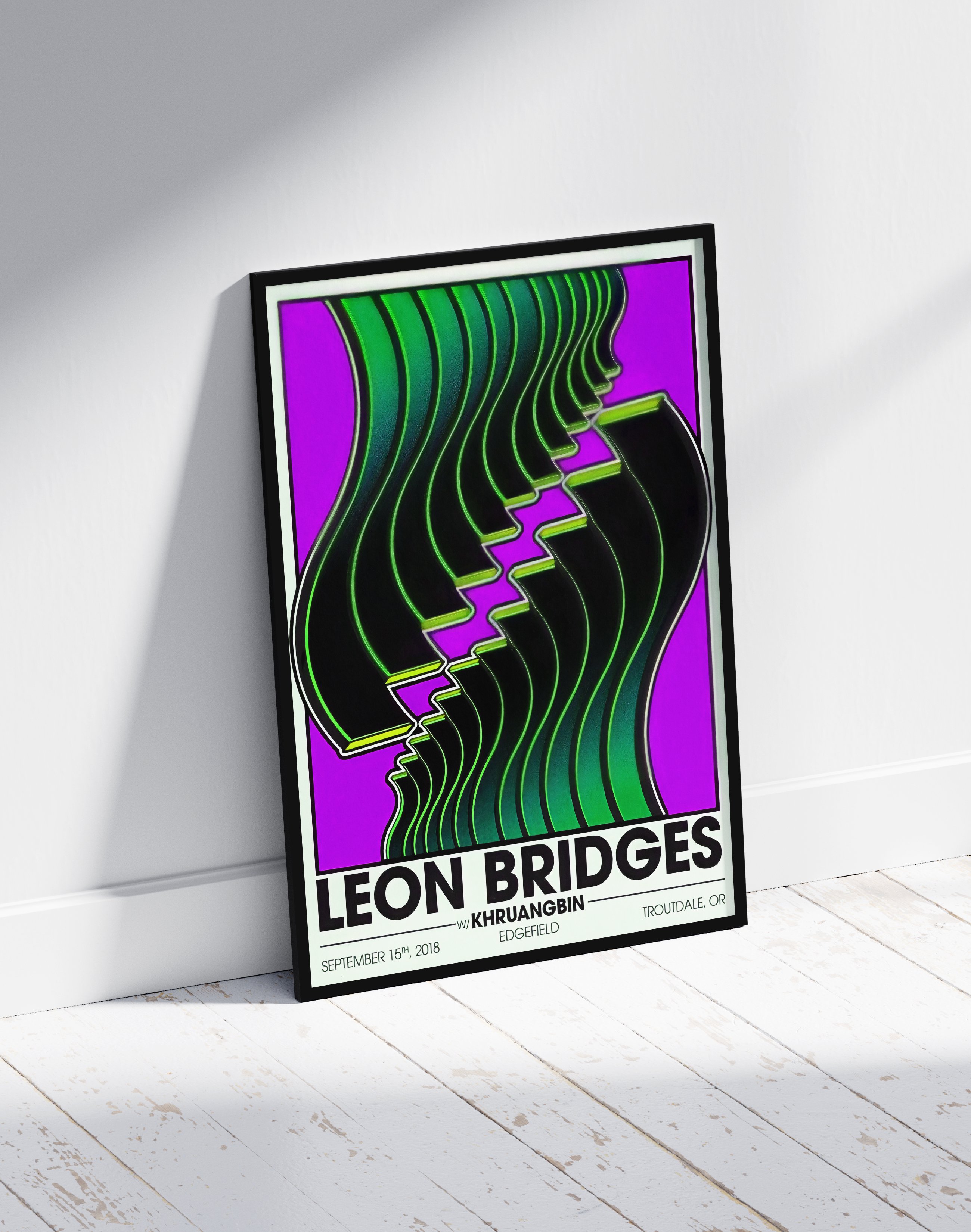 Neon Groove Modern Duvar Tablosu – Mor Yeşil Retro Konser Poster