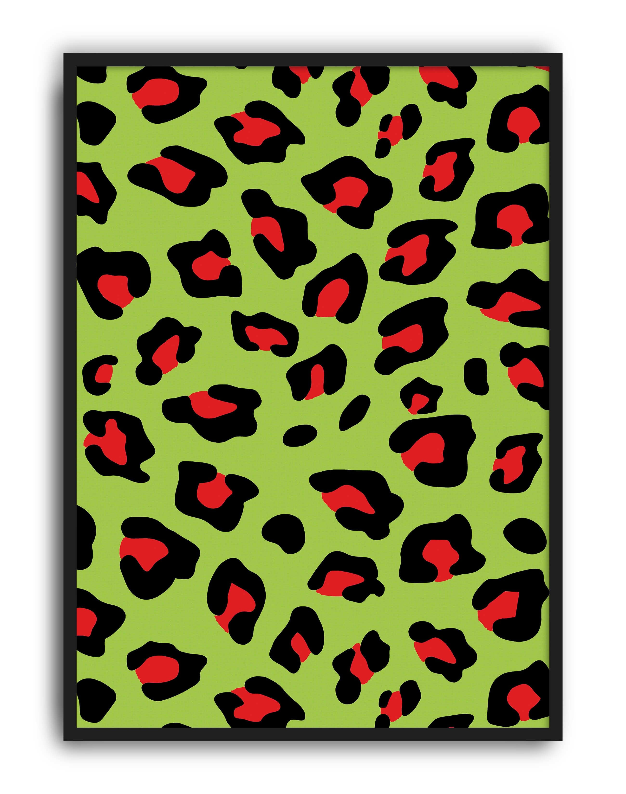 Neon Leopard Yeşil Kırmızı Leopar Desen Duvar Tablosu