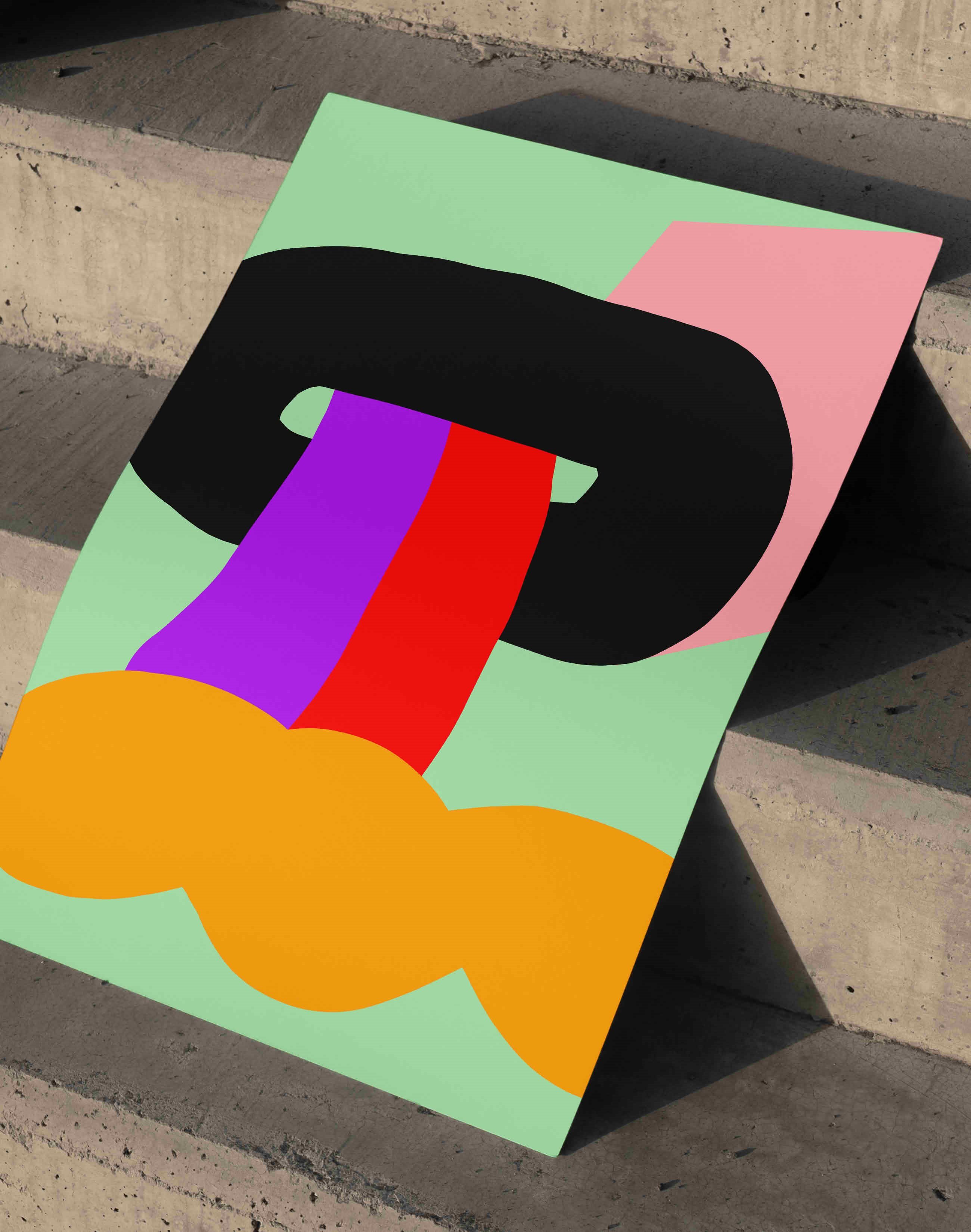 Neon Passage Renkli Soyut Geometrik Duvar Tablosu