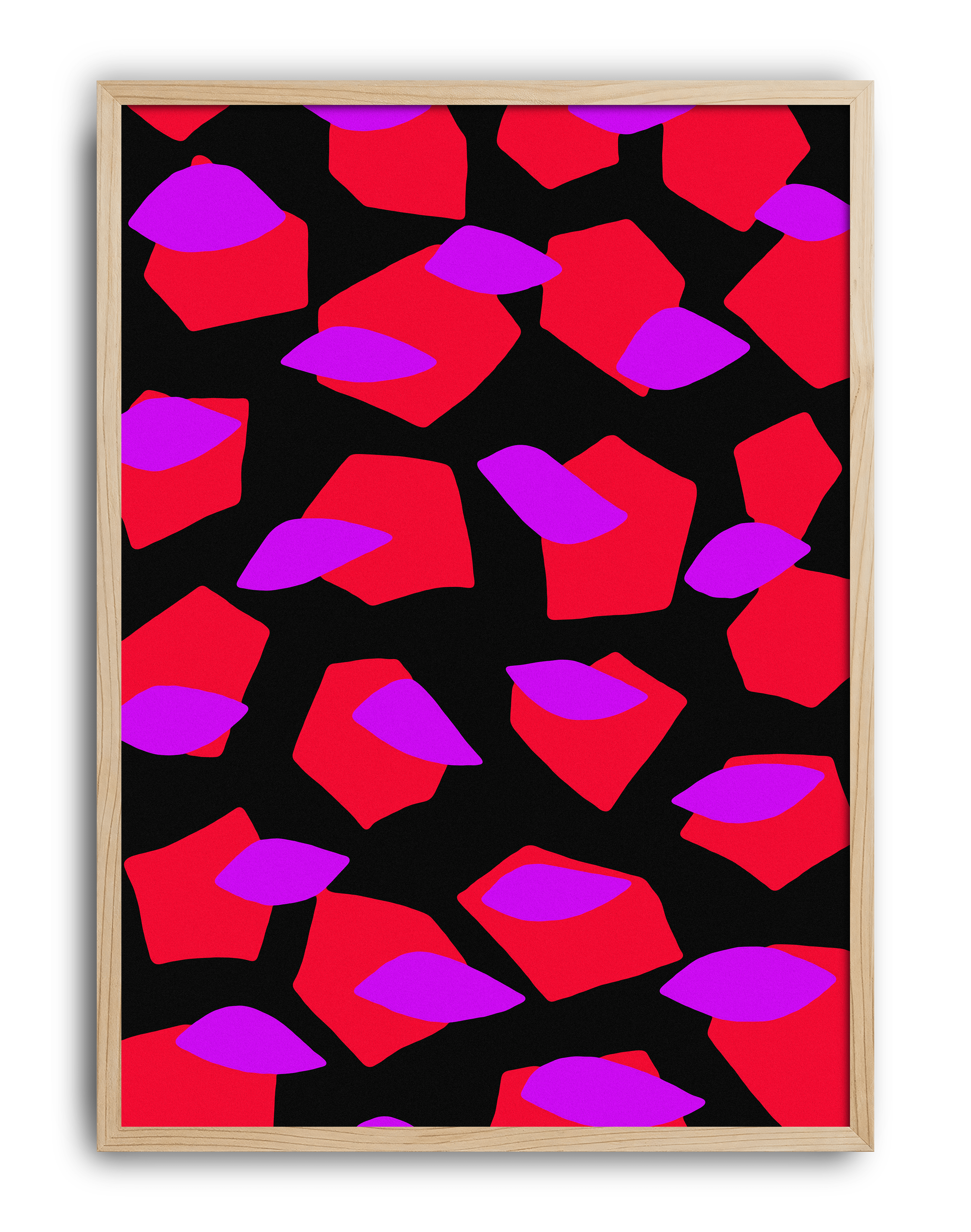 Neon Petals Modern Duvar Tablosu – Kırmızı Mor Abstract Poster